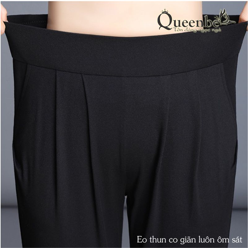 Quần tây công sở nữ kiểu baggy lưng thun có big size Queenbe GLQ095 cotton co giãn 4 chiều
