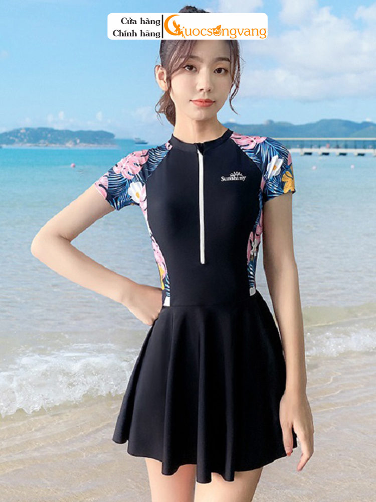 Váy bơi nữ một mảnh liền thân Cuocsongvang GLSWIM106 vải thun Lycra cao cấp co giãn, ít thấm hút, nhanh khô, có mút độn ngực