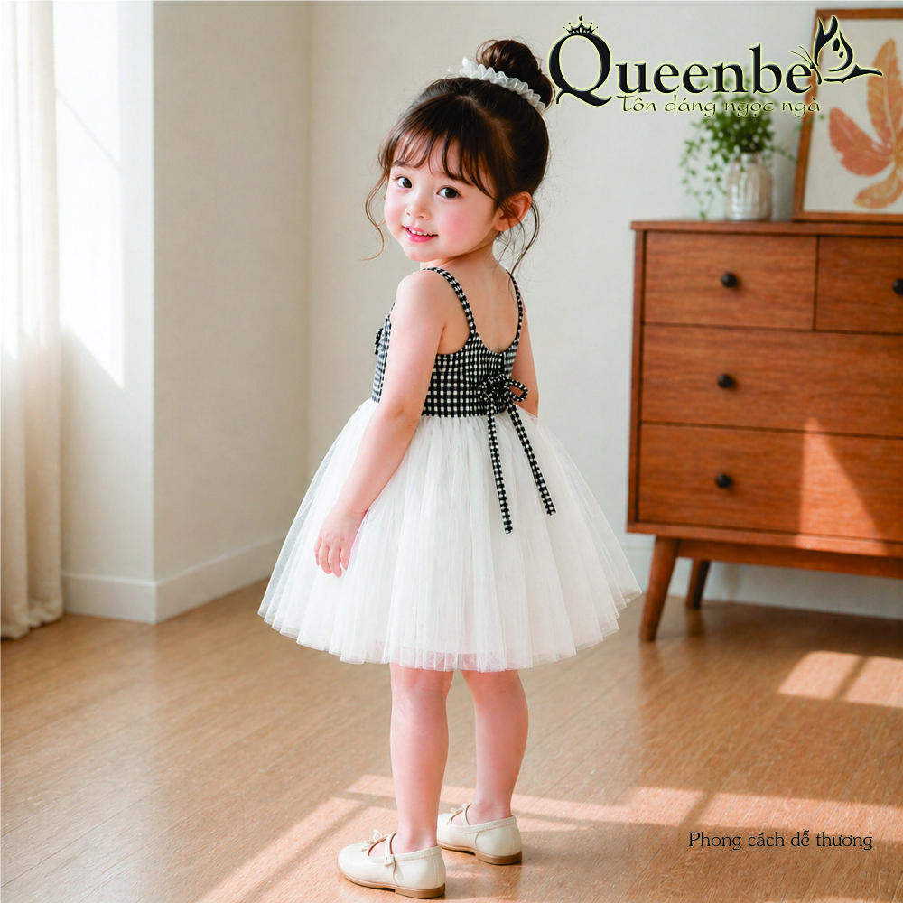 Váy đầm bé gái Queenbe GLV153 hai dây hai lớp dễ thương