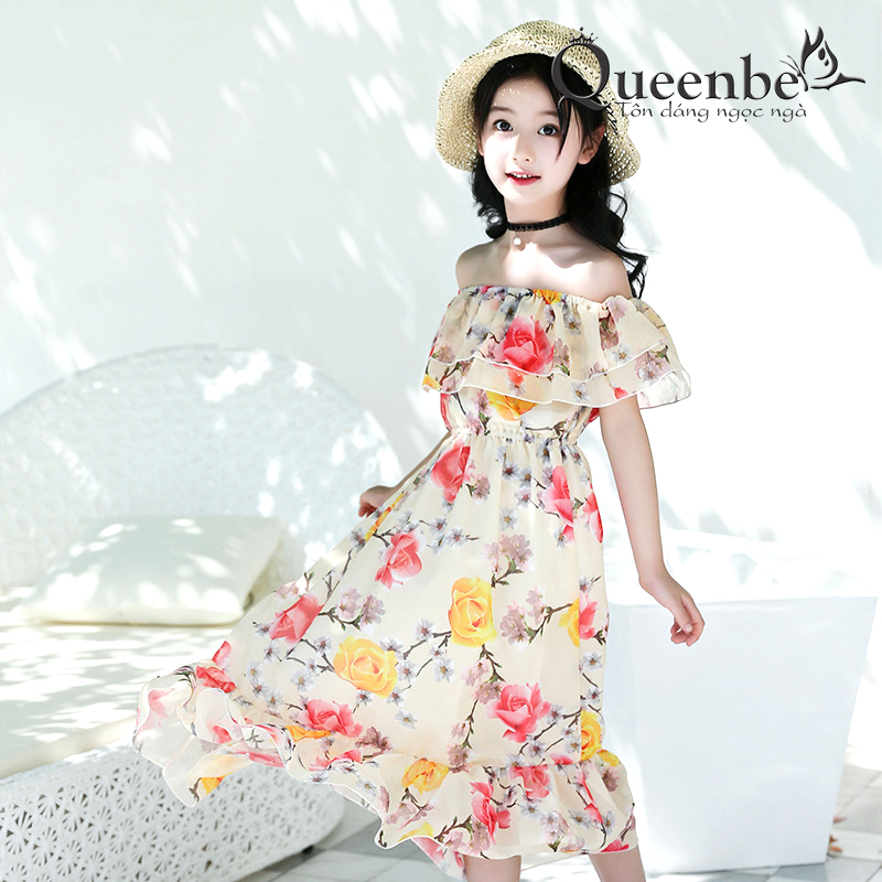 Váy đầm bé gái hoa hồng Queenbe GLV173