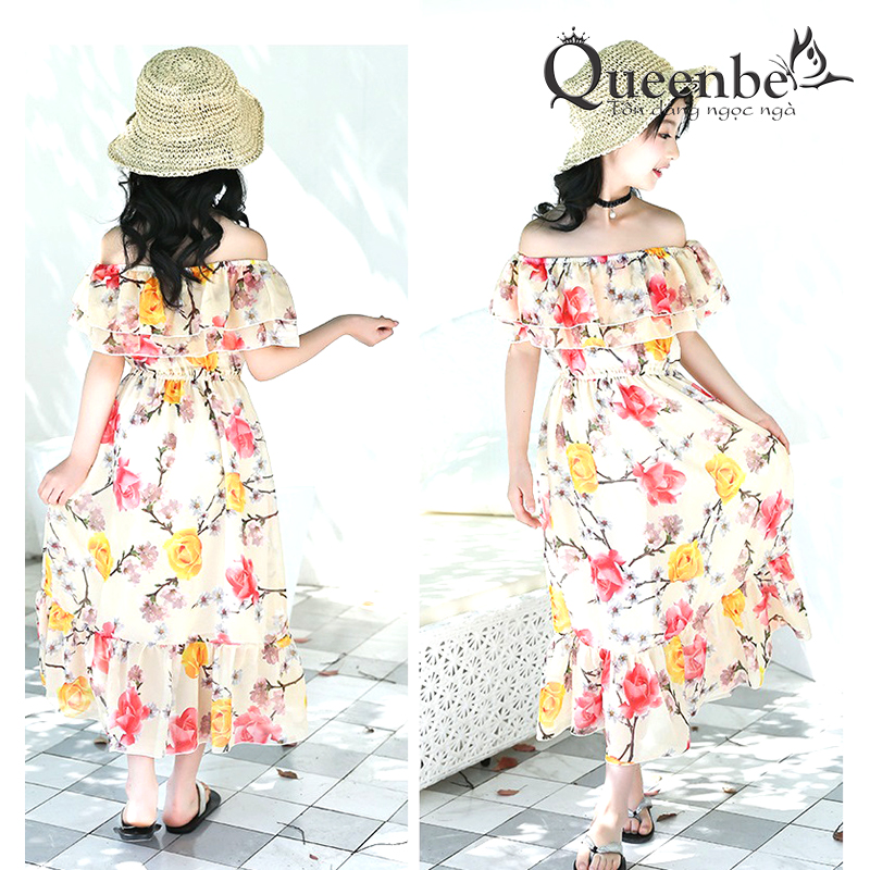 Váy đầm bé gái hoa hồng Queenbe GLV173