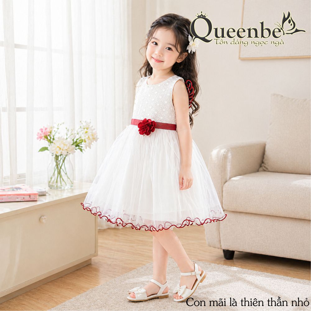 Váy đầm bé gái thiên thần Queenbe GLV093 hai cánh - lót trong cotton mềm - khóa sau