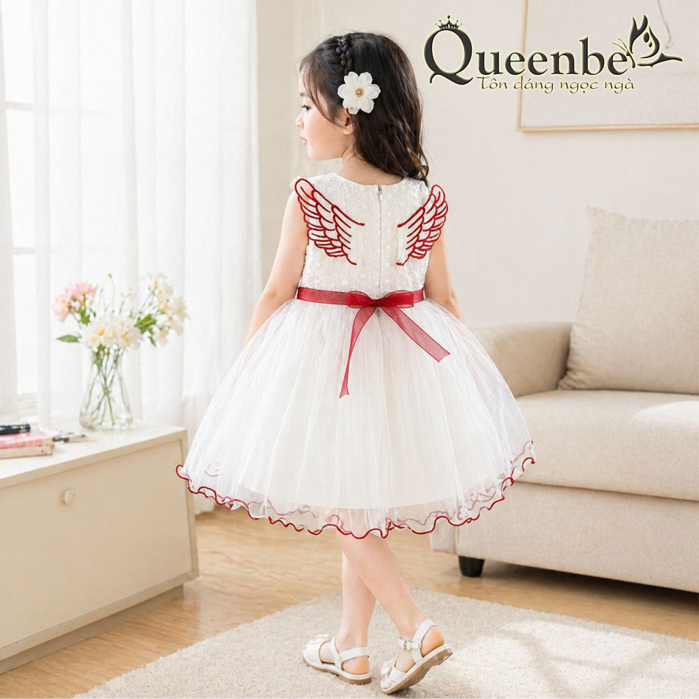 Váy đầm bé gái thiên thần Queenbe GLV093 hai cánh - lót trong cotton mềm - khóa sau