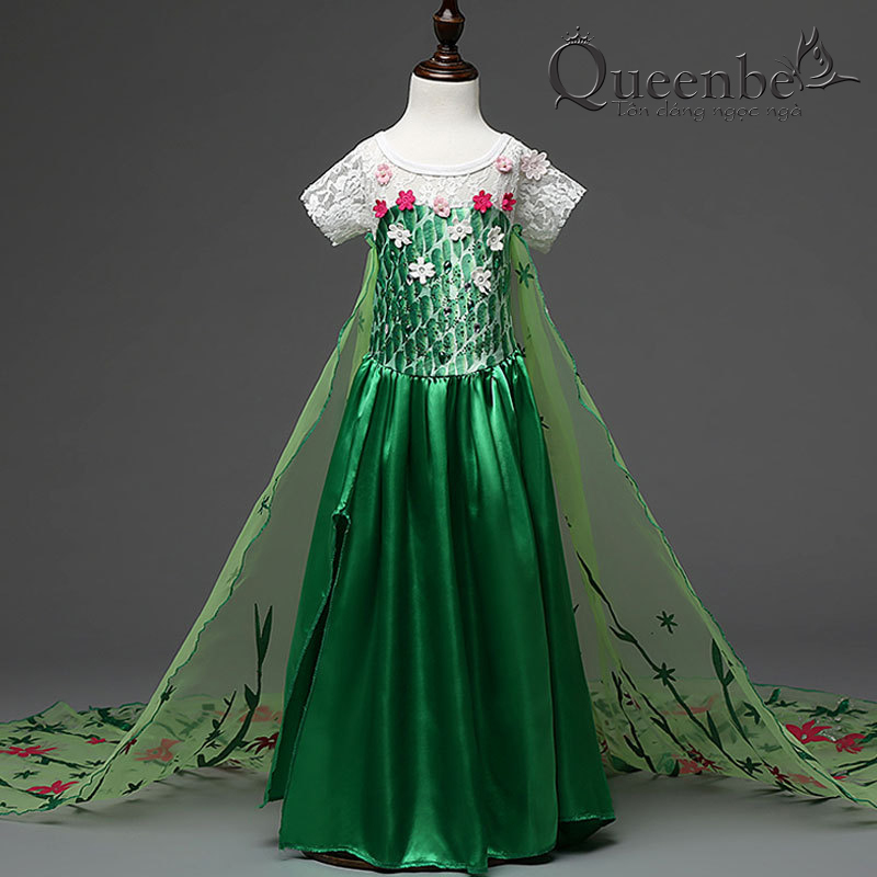 Váy đầm bé gái maxi Queenbe GLV066 kèm áo choàng đính đá