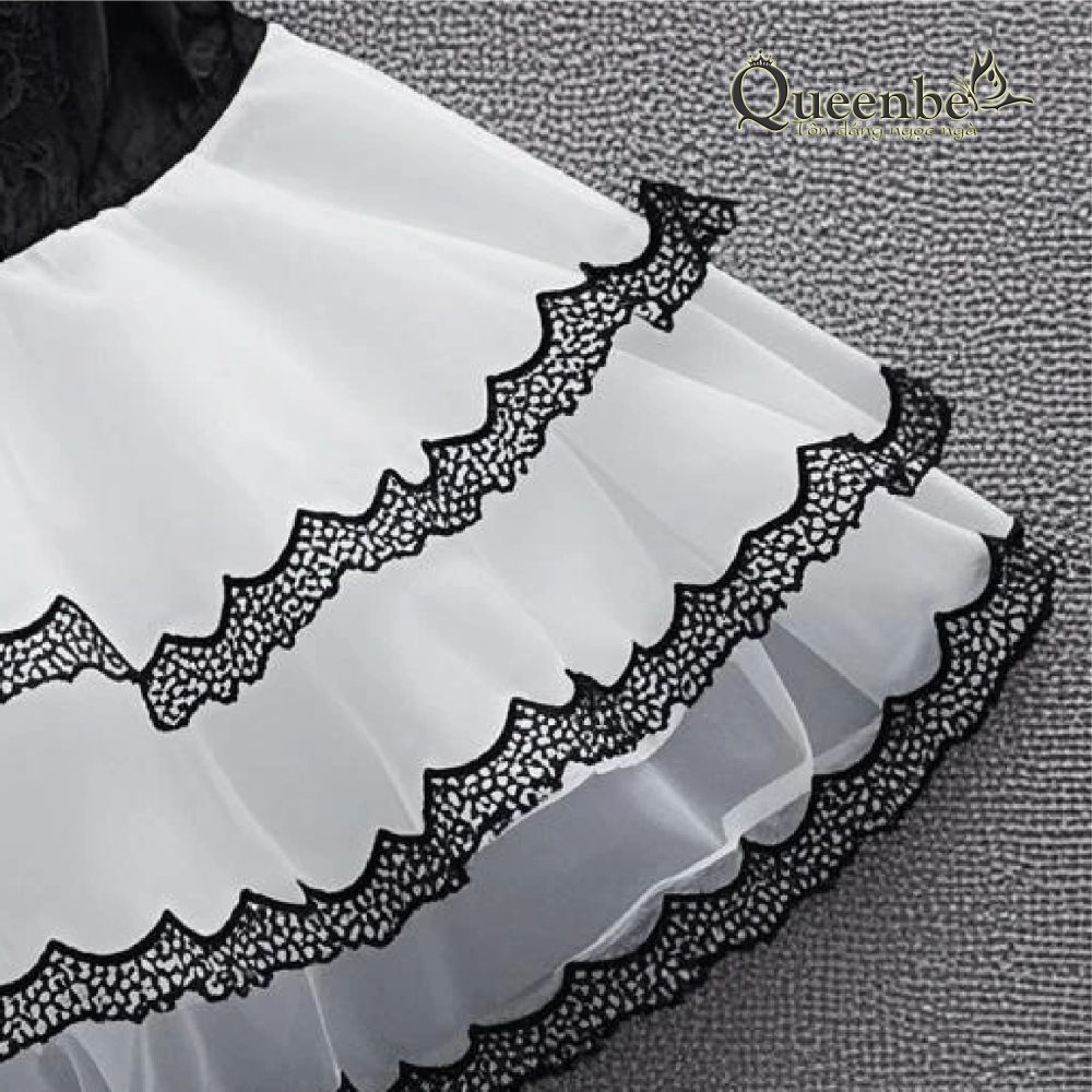 Váy đầm bé gái xếp lớp Queenbe GLV091 thân váy hai dây ren chân váy xếp bồng