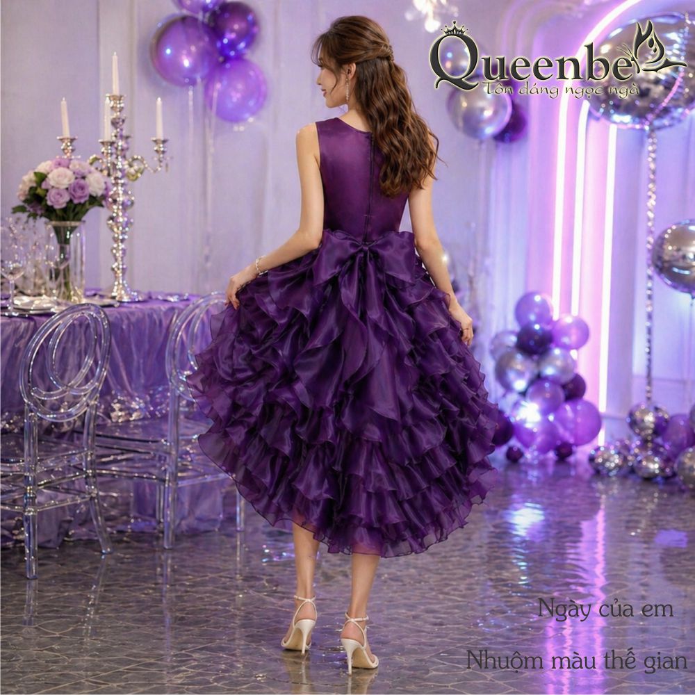 Váy đầm bé gái xếp lớp Queenbe GLV135 dáng phồng đính đá dự tiệc - chơi lễ