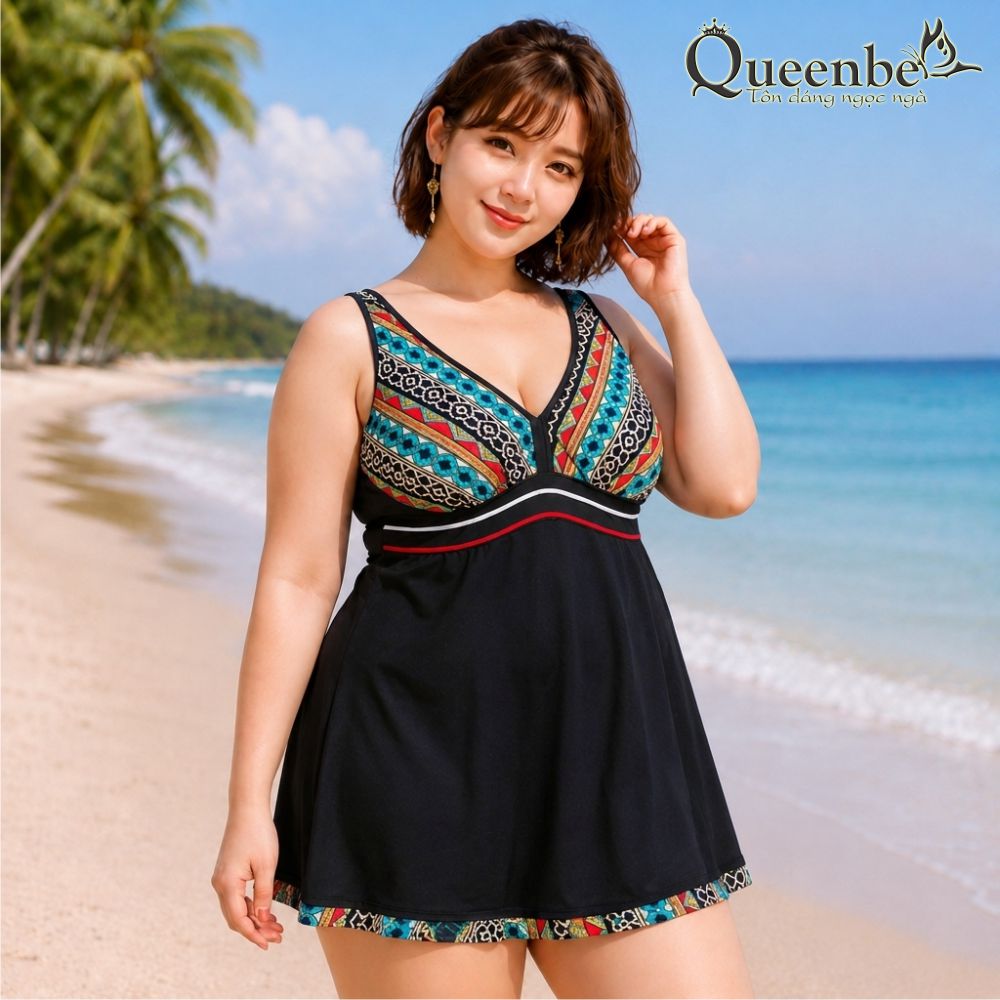 Váy đầm bơi big size quần lót liền bên trong Queenbe GLSWIM024 vải polyester cao cấp mềm thoáng, ít thấm, mau khô