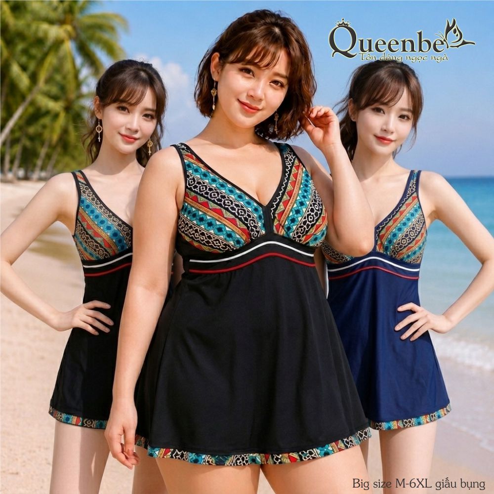Váy đầm bơi big size quần lót liền bên trong Queenbe GLSWIM024 vải polyester cao cấp mềm thoáng, ít thấm, mau khô