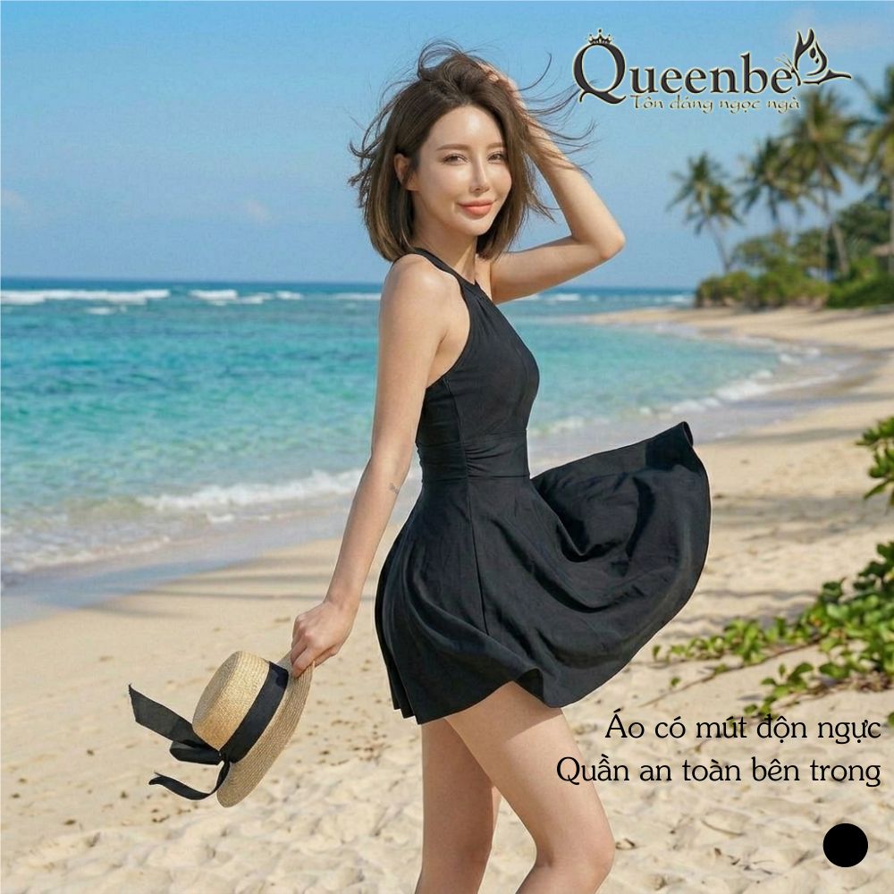 Váy đầm bơi cổ yếm có big size Queenbe GLSWIM063 vải thun lạnh cao cấp co giãn, ít thấm hút, mau khô, bên trong có quần an toàn