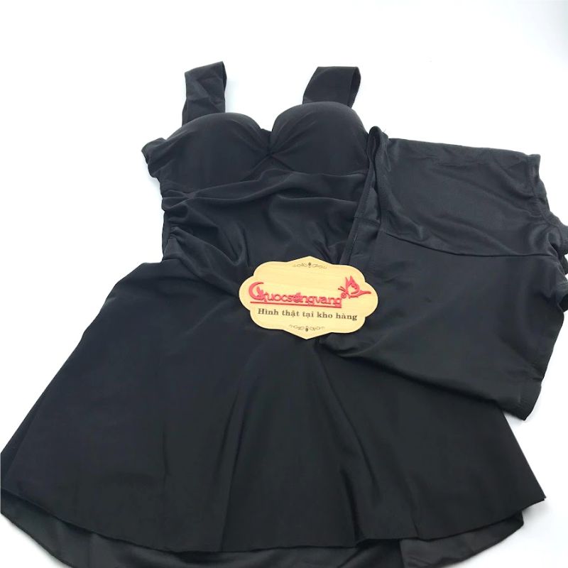 Váy đầm bơi nữ liền thân có big size Queenbe GLSWIM050 quần rời vải bơi co giãn ít thấm hút mau khô