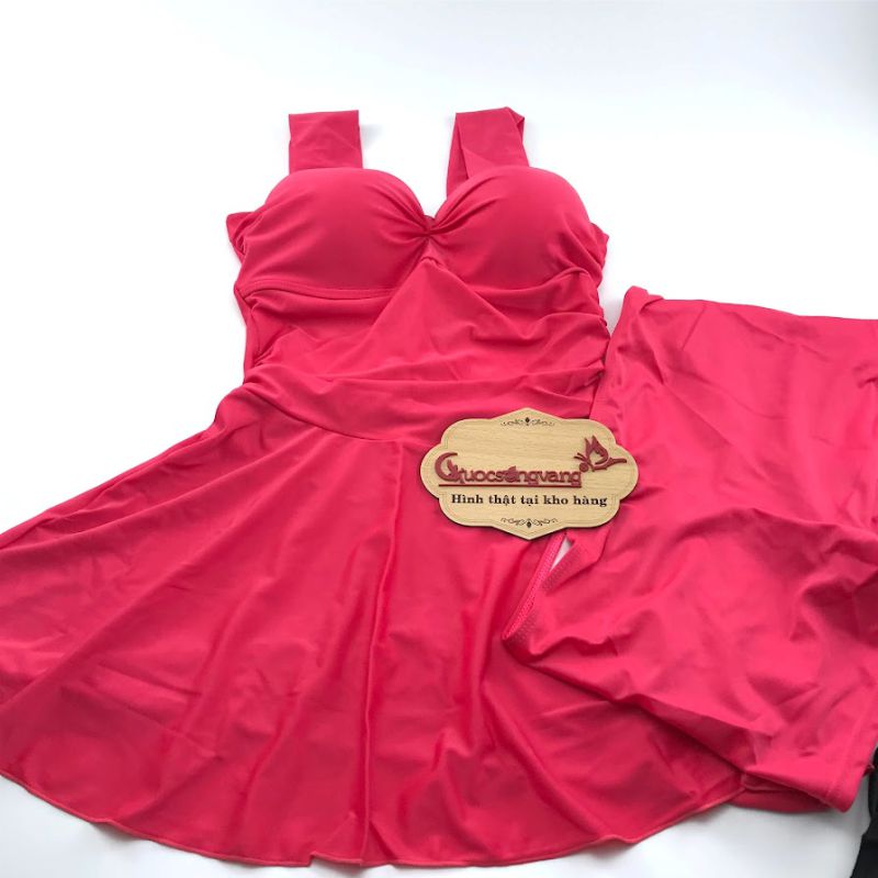 Váy đầm bơi nữ liền thân có big size Queenbe GLSWIM050 quần rời vải bơi co giãn ít thấm hút mau khô