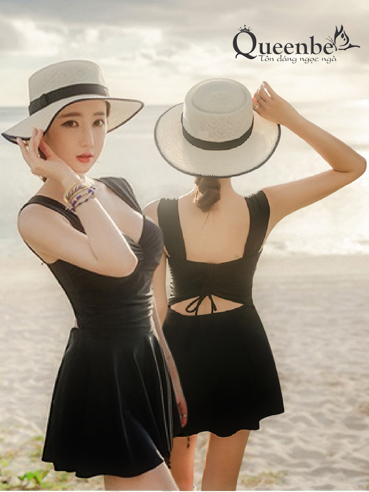 Váy đầm bơi nữ liền thân có big size Queenbe GLSWIM050 quần rời vải bơi co giãn ít thấm hút mau khô