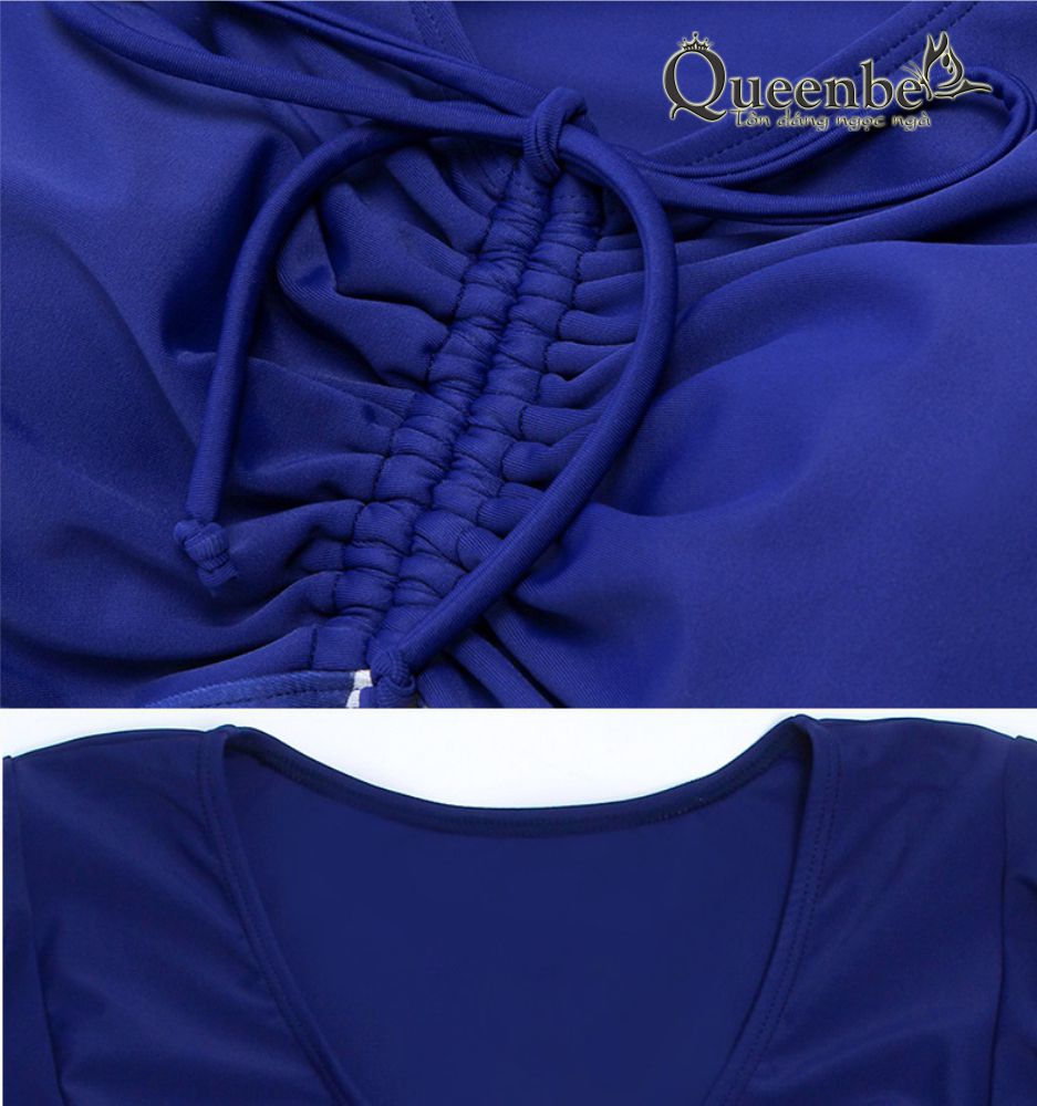 Váy đầm bơi trung niên liền thân kín đáo có big size Queeenbe GLSWIM047 vải thun Lycra cao cấp ít thấm hút, nhanh khô, kèm quần đùi rời, áo có mút độn ngực