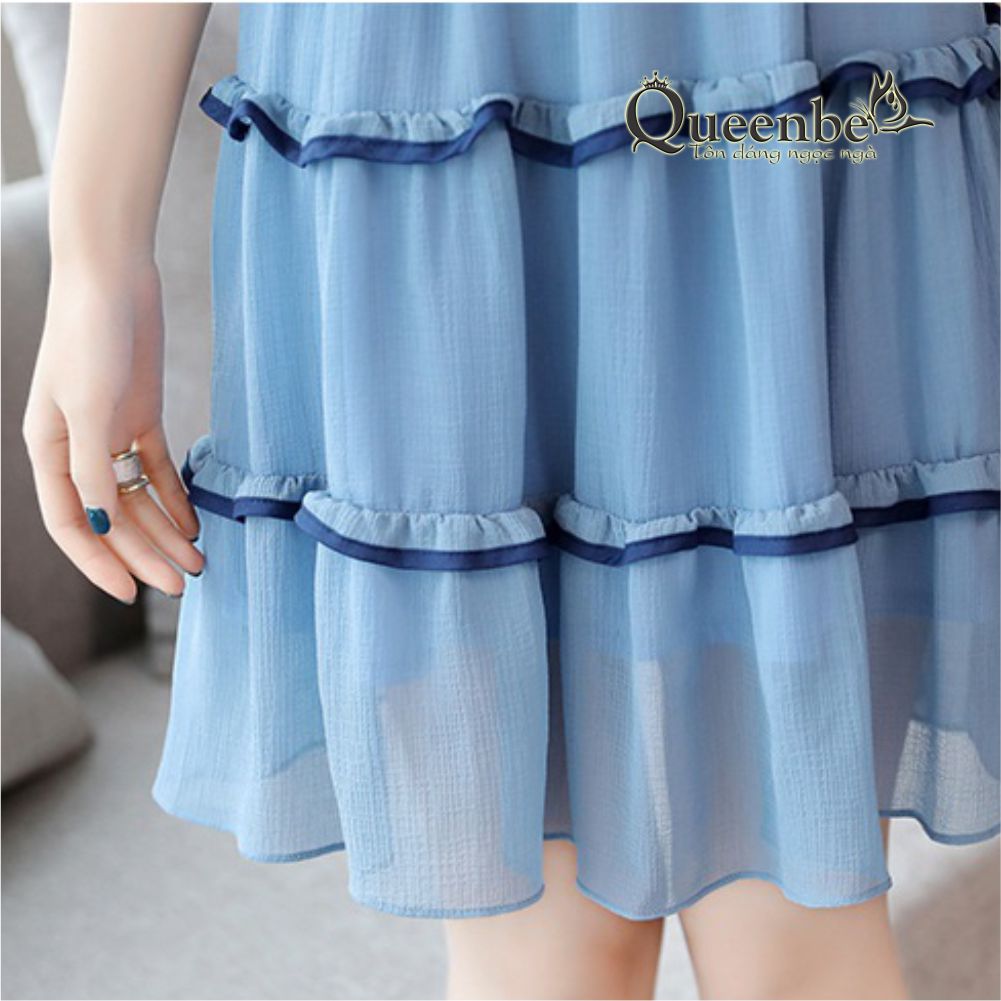Váy đầm midi ngắn tay thân váy có lớp lót trong GLV078