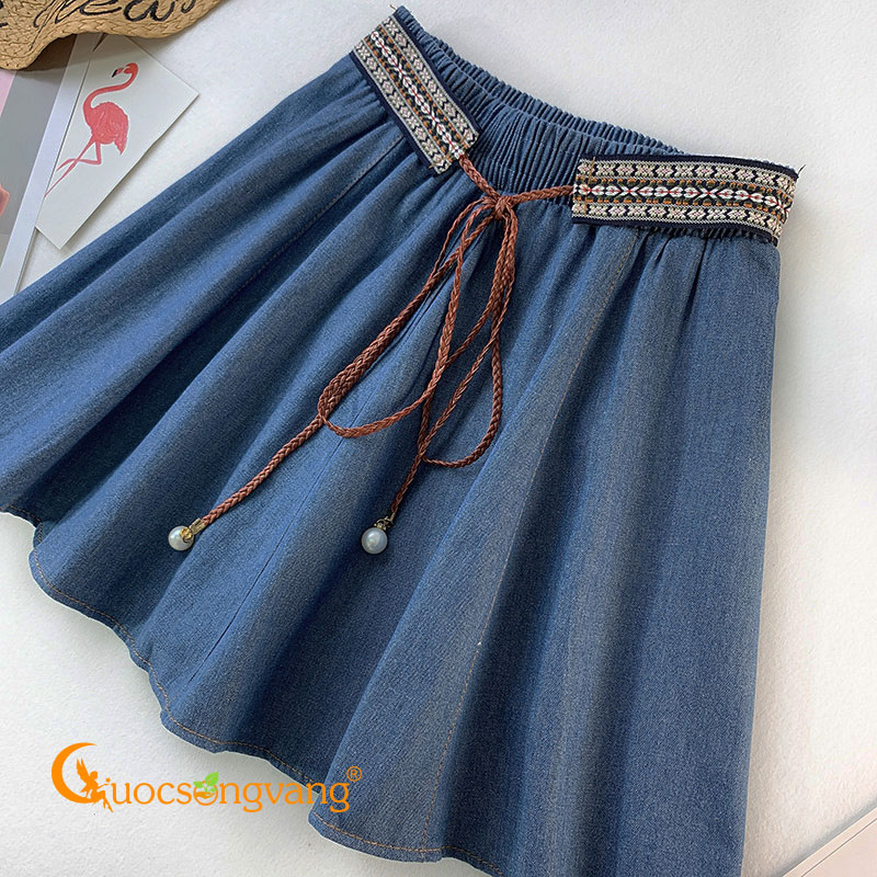 Chân váy jean ngắn chữ A - chân váy jean ngắn lưng cao 2 túi chữ A hàng QC  | Shopee Việt Nam
