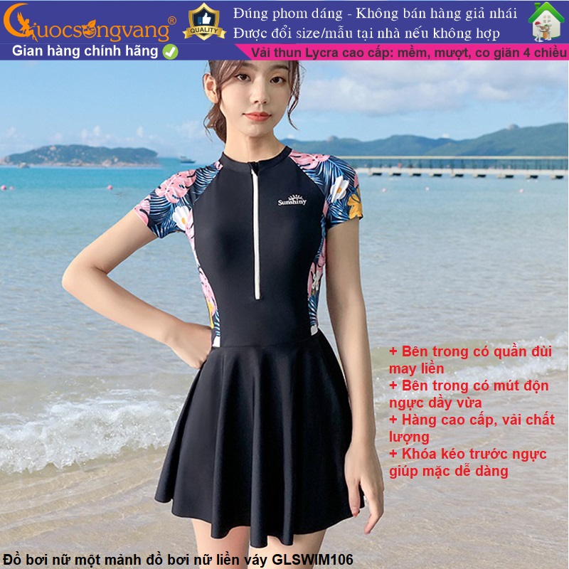 32-58kg] Đồ bơi nữ dài tay liền thân dạng váy có lót đùi lót mút ngực -  Bikini - Đồ bơi | ThờiTrangNữ.vn