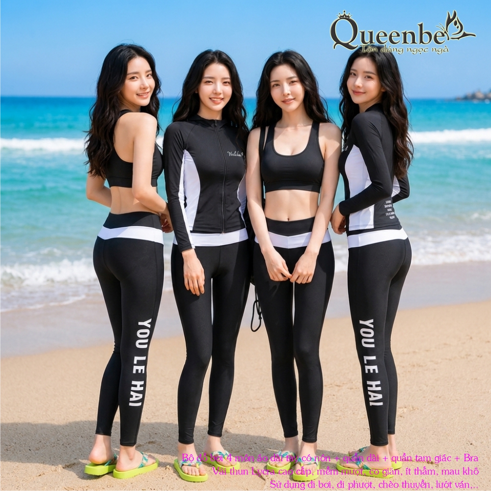 Bộ đồ bơi 4 món Queenbe GLSWIM077 thun Lycra mềm mịn, ít thấm, mau khô 1.jpg