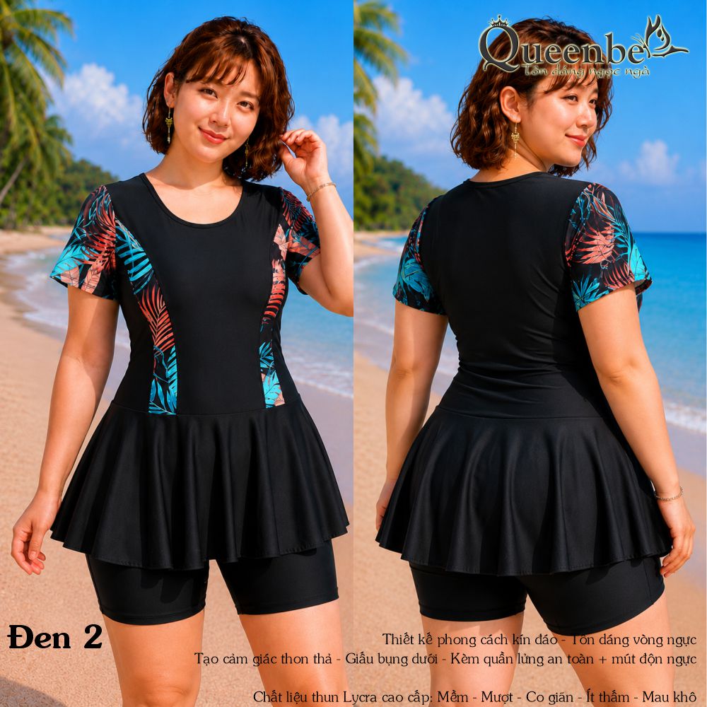 Bộ đồ bơi trung niên nữ big size váy và quần lửng Queenbe GLSWIM117 vải thun Lycra cao cấp, ít thấm, mau khô, thông thoáng 11.jpg