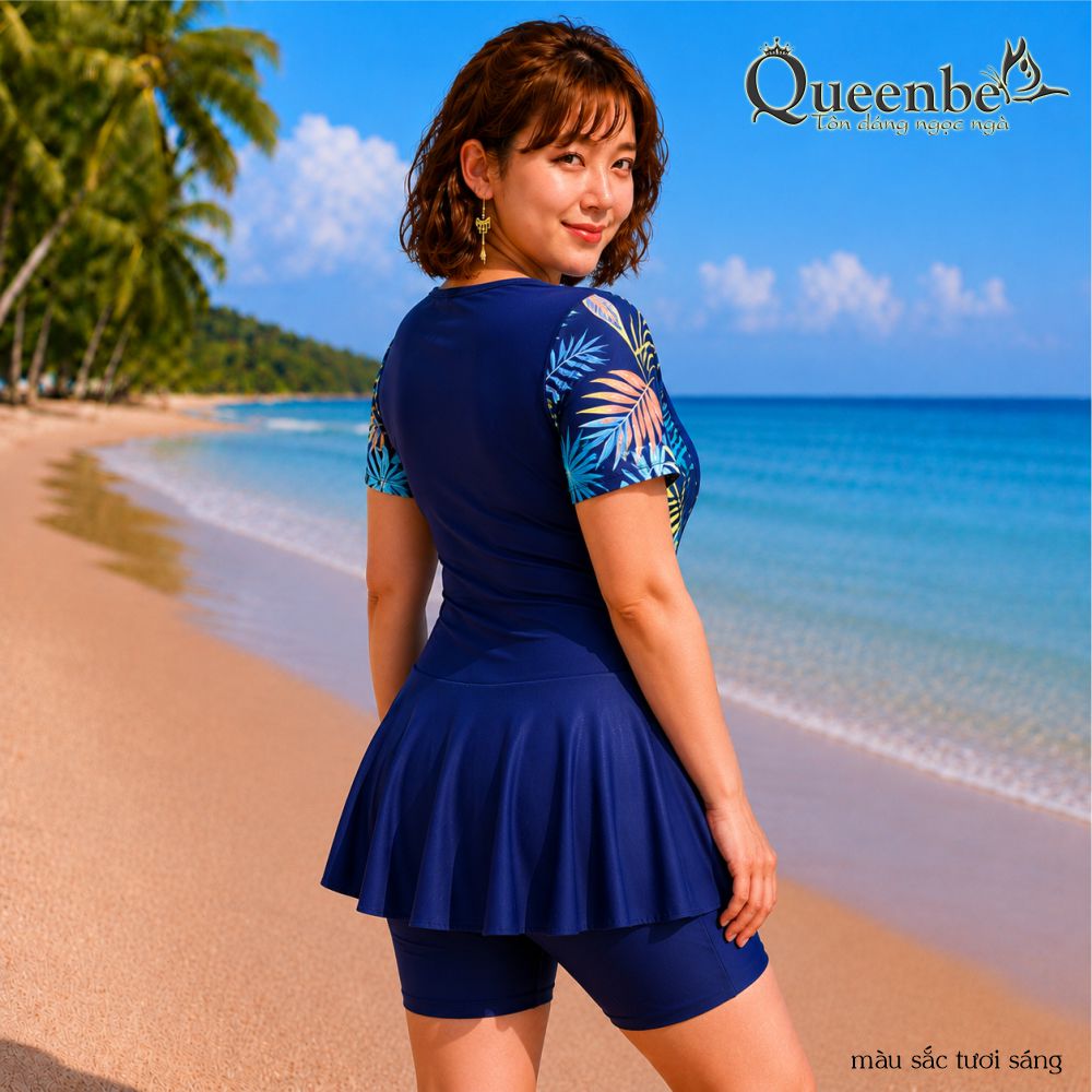 Bộ đồ bơi trung niên nữ big size váy và quần lửng Queenbe GLSWIM117 vải thun Lycra cao cấp, ít thấm, mau khô, thông thoáng 9.jpg