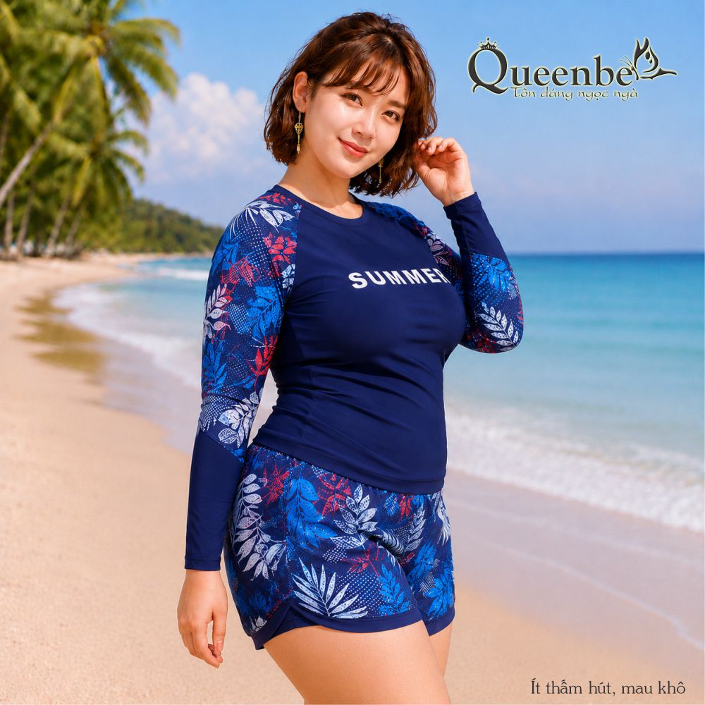 Bộ quần áo bơi nữ rời có big size tới 100Kg Queenbe GLSWIM115 vải thun Lycra cao cấp, mềm mịn, ít thấm, mau khô, đi bơi hoặc chơi thể thao 4.jpg