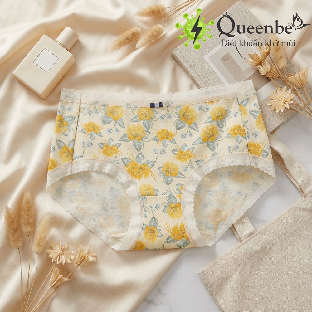Quần lót nữ cotton tinh khiết Queenbe QBDL048 siêu nhẹ bằng sợi bông tinh khiết, thông thoáng, thấm hút mồ hôi. quần lót nữ đáy kháng khuẩn (2).jpg