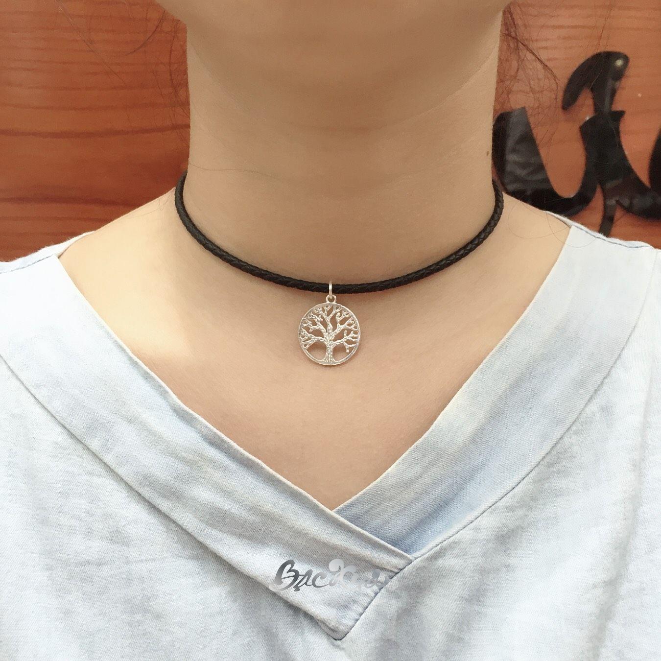 Dây chocker dù Tree of life size 2cm S990