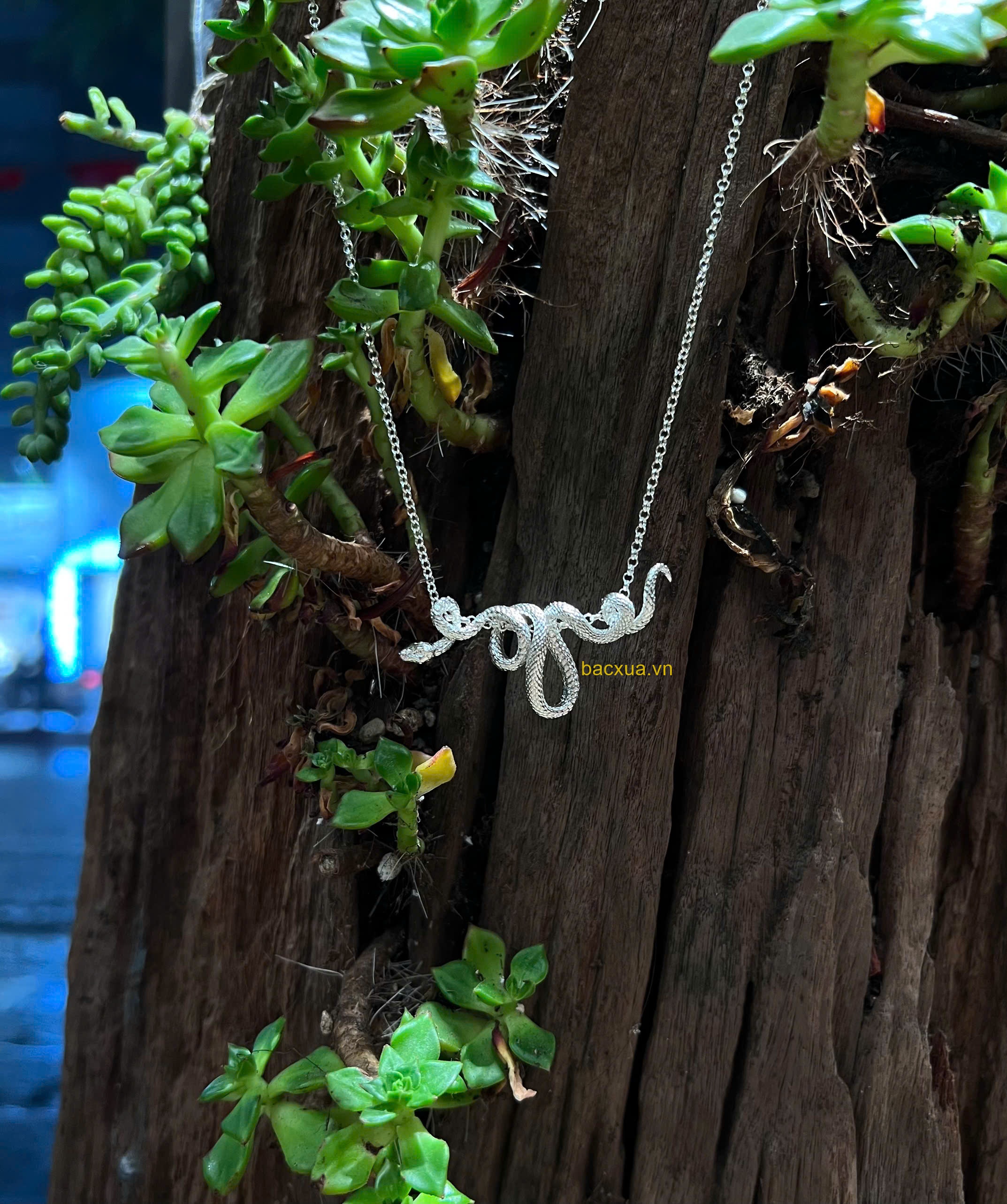 Dây chuyền Mãng Xà 3d kiểu 01 bạc nguyên chất 99