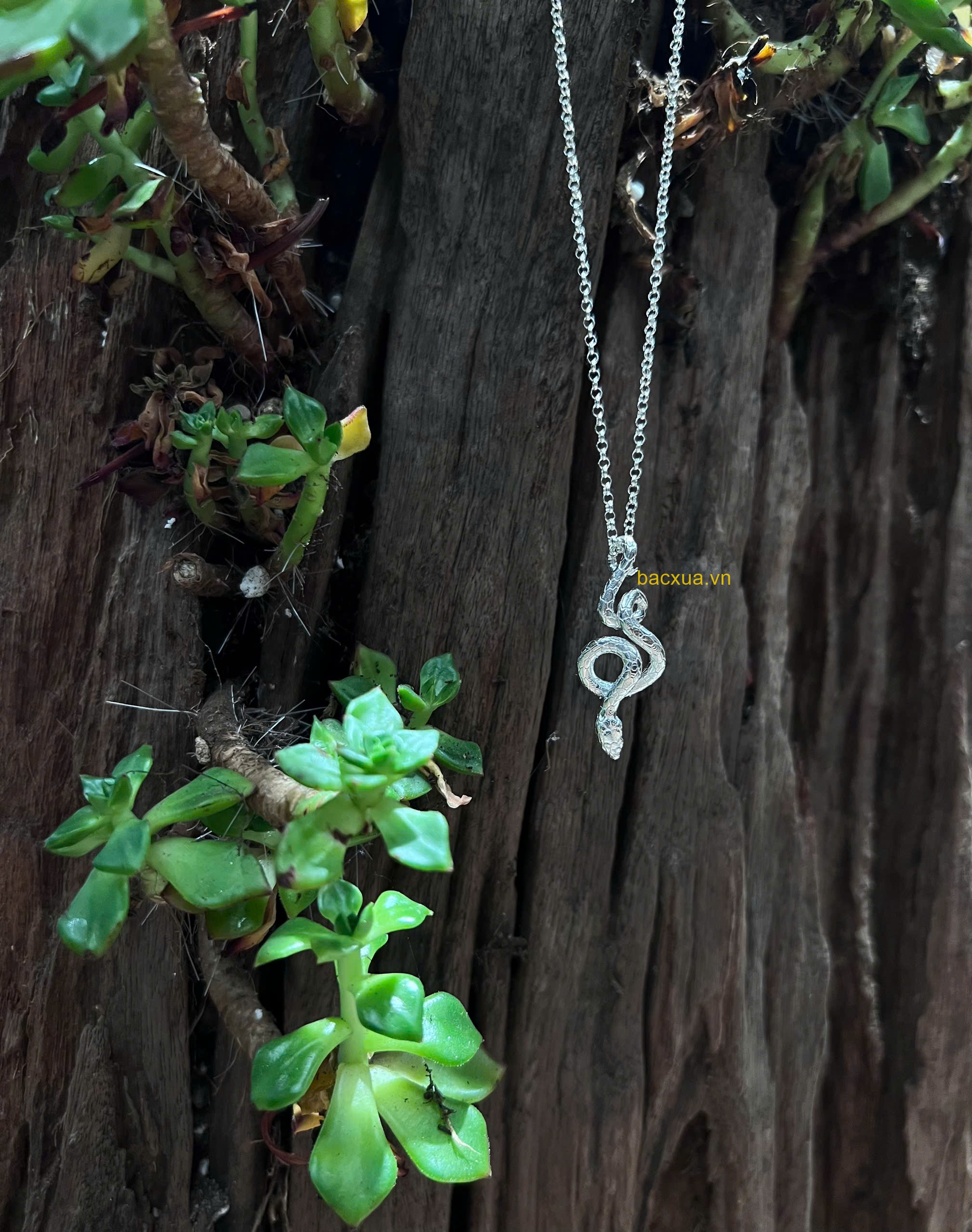 Dây chuyền Mãng Xà 3d kiểu 02 bạc nguyên chất 99
