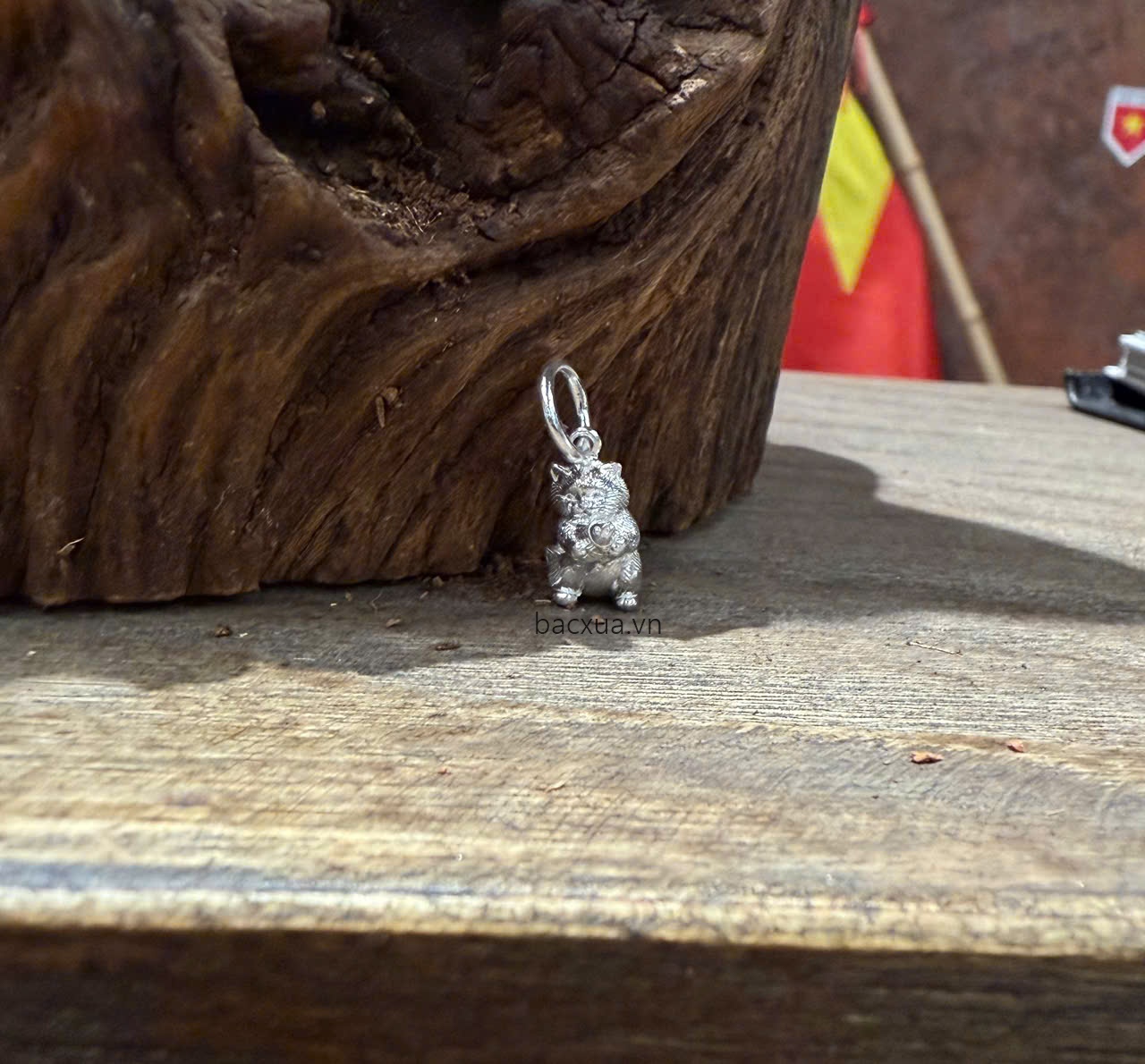 Mặt Mèo mập 3d ôm cá bạc nguyên chất
