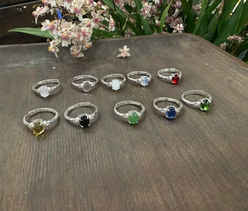 Nhẫn đá 8mm bạc nguyên chất 99