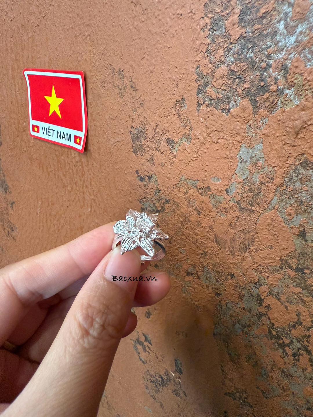 Nhẫn hoa thủy tiên bạc nguyên chất