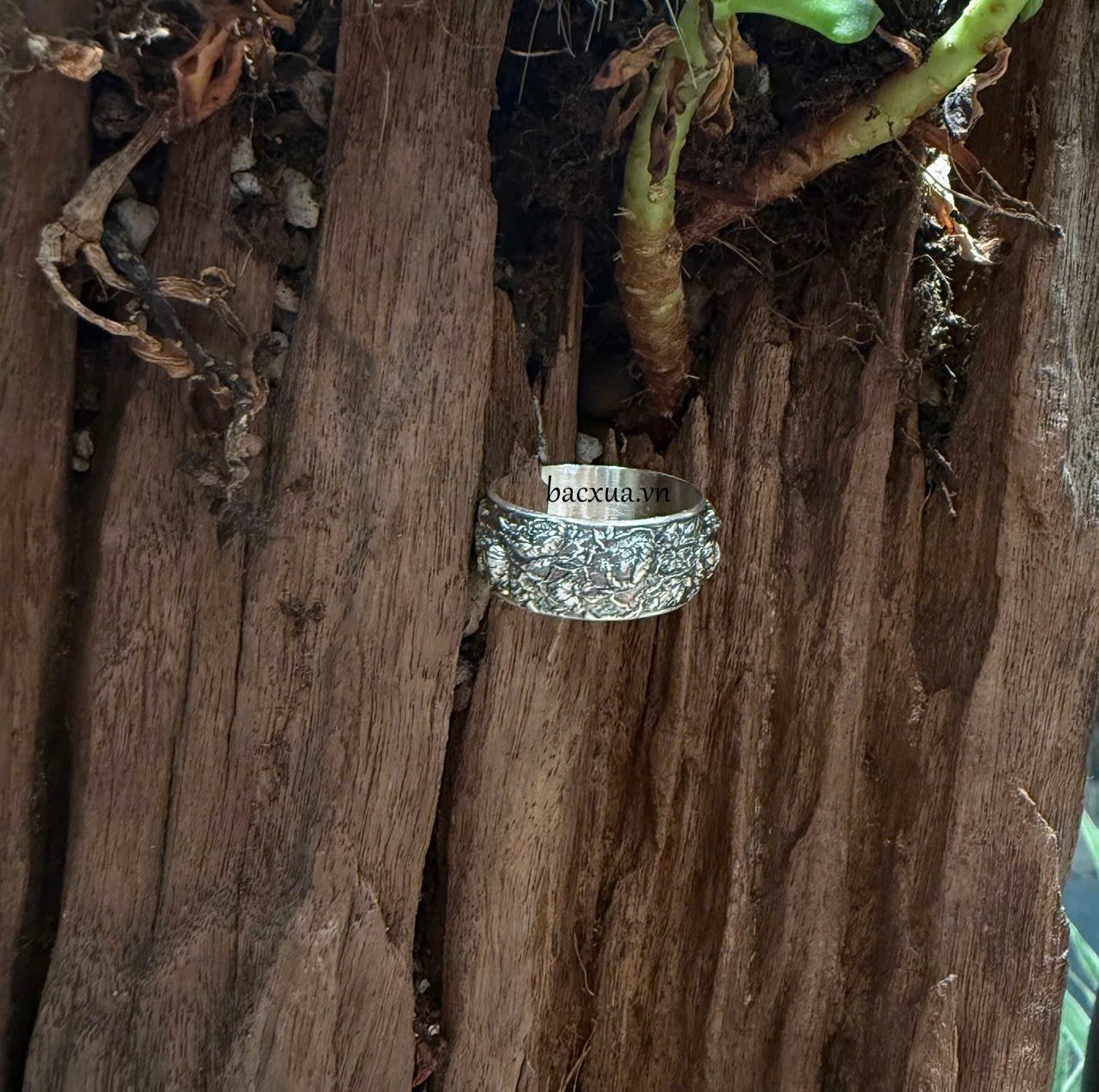 Nhẫn vườn hoa mẫu đơn bạc nguyên chất 99