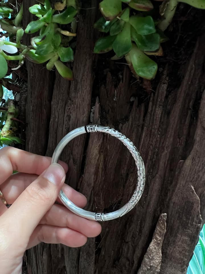 Vòng tay Cây lúa đồng xu bạc nguyên chất 99