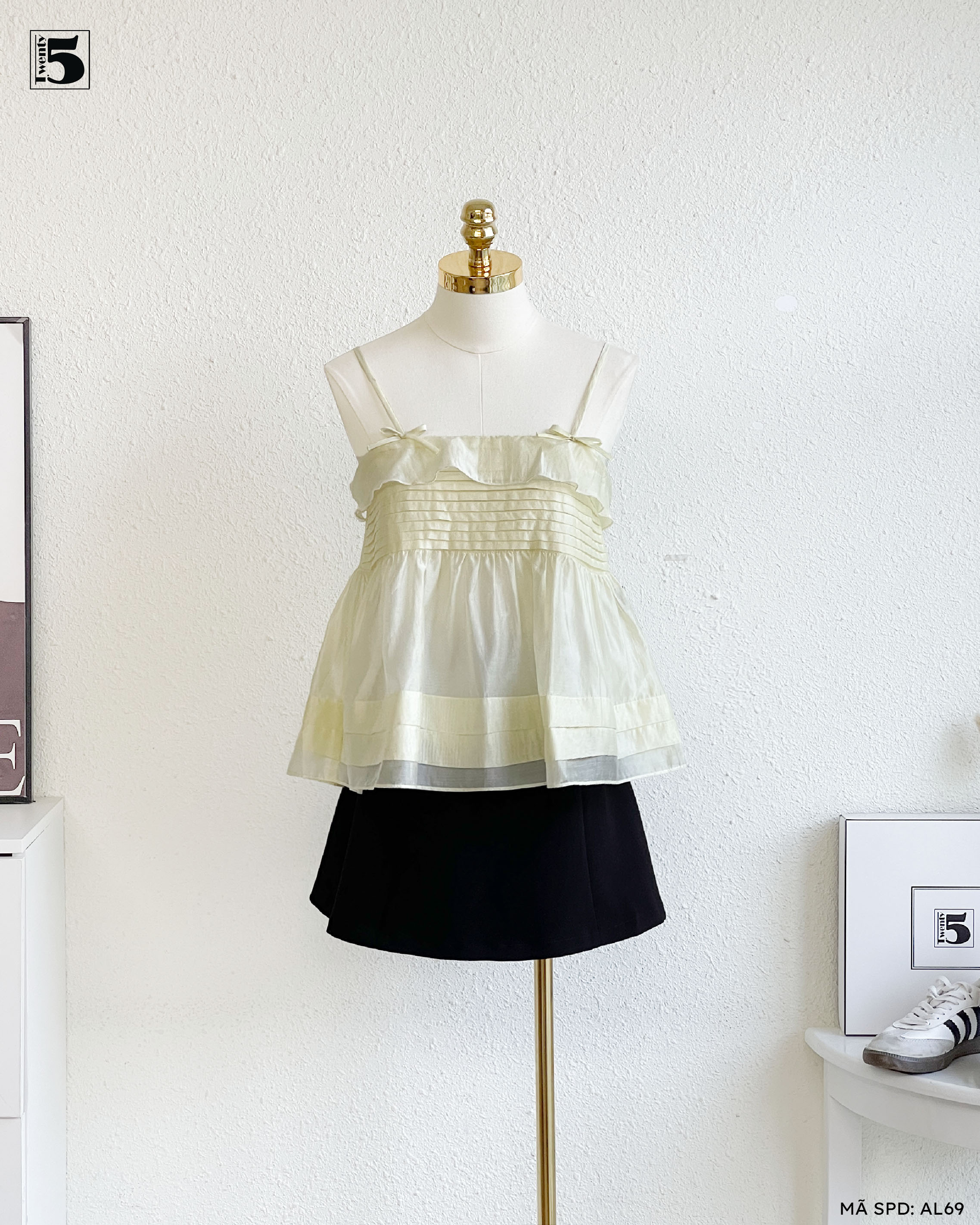 Áo hai dây AL69-329 dáng babydoll phong cách nữ tính, nhẹ nhàng