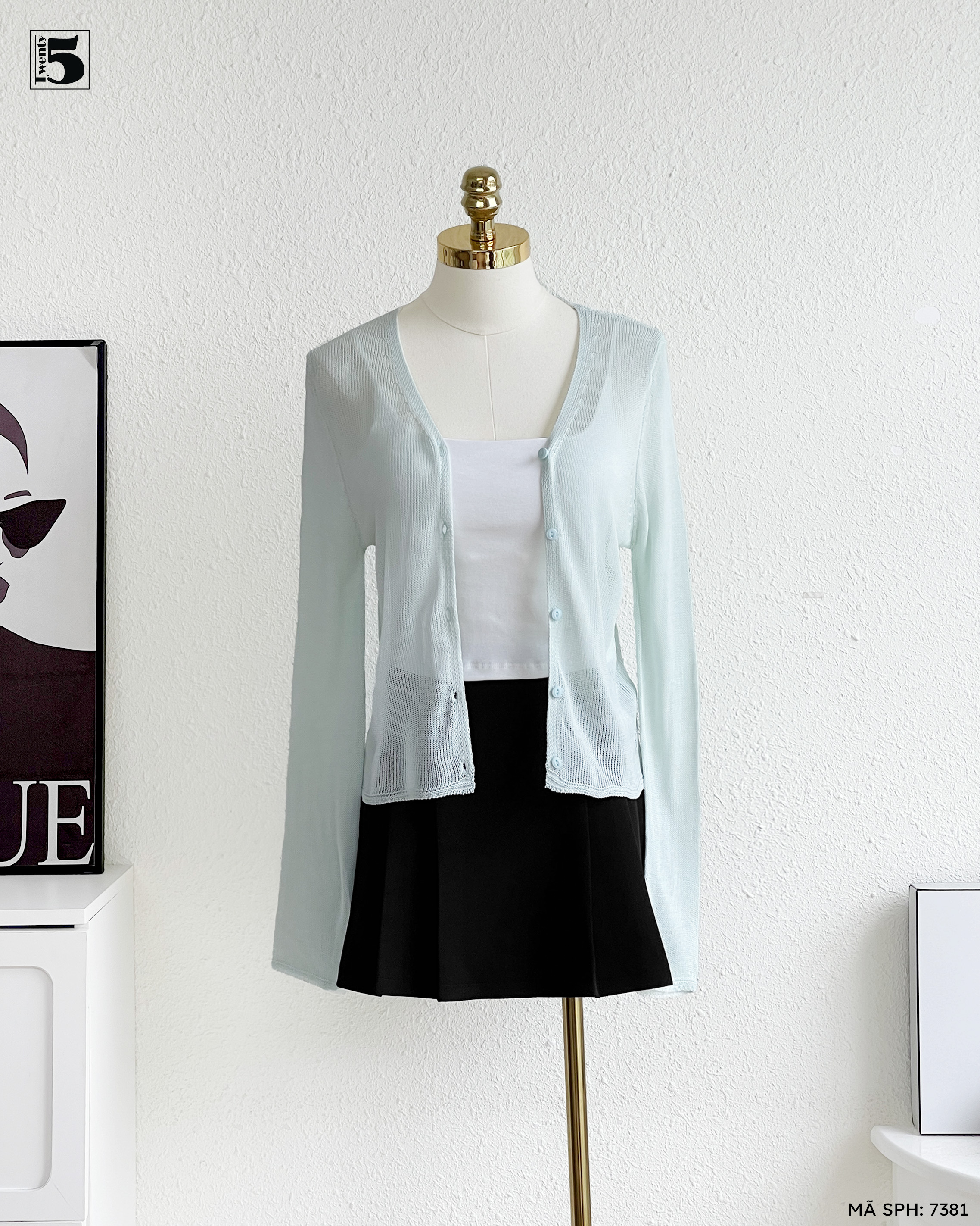 Áo len dài tay 7381-239 áo khoác cardigan chất liệu len dệt mỏng mềm mại, nhẹ nhàng