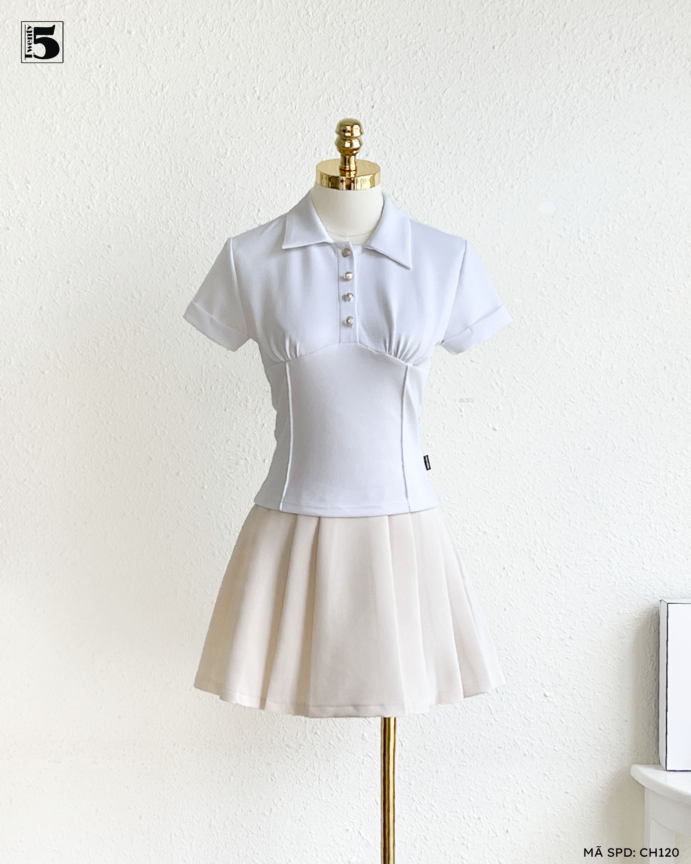 Chân váy ngắn vải CH120-369 xếp ly dáng xòe tôn dáng trẻ trung thanh lịch