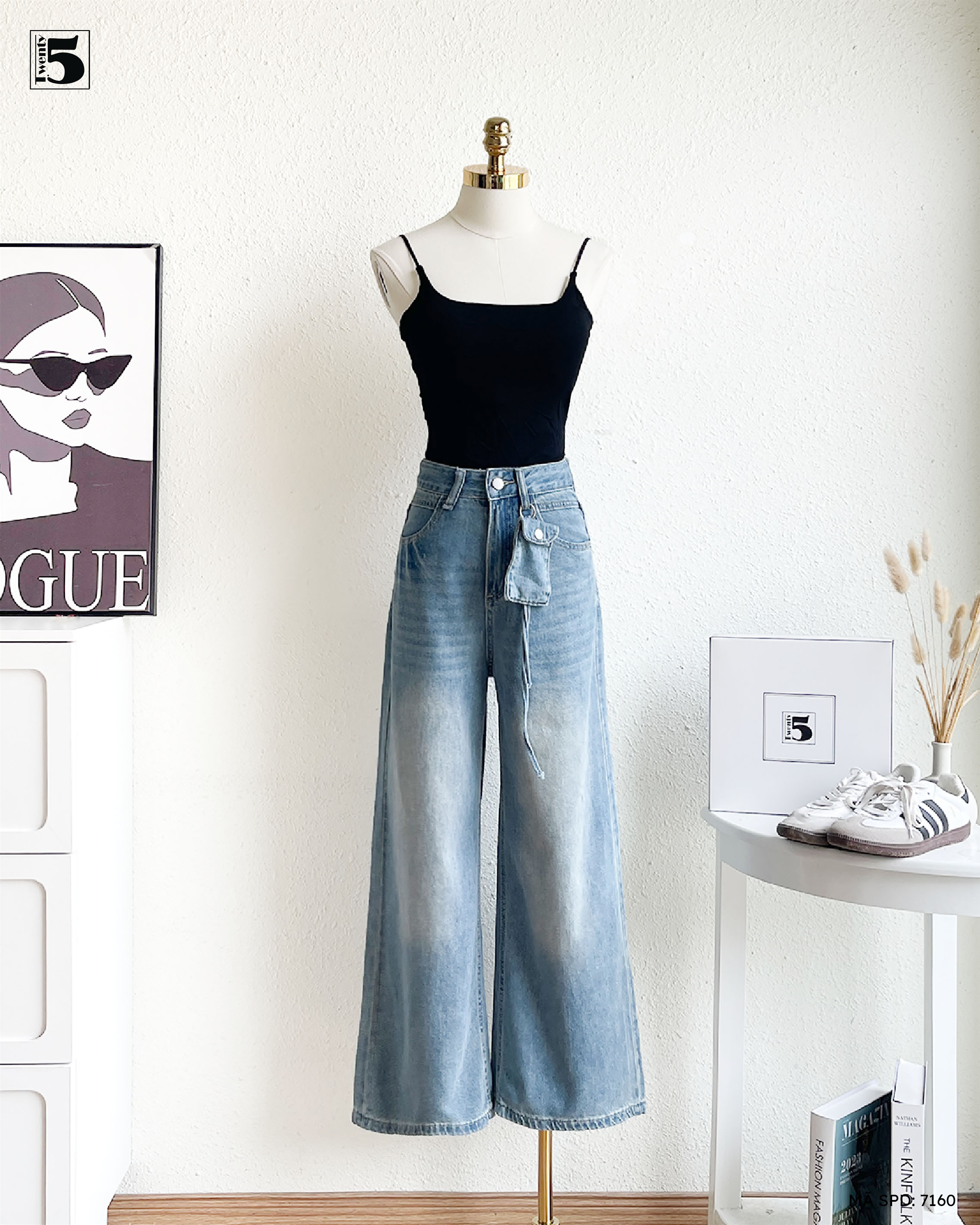 Quần jeans 7160-459 dáng suông basic tối giản dễ phối đồ
