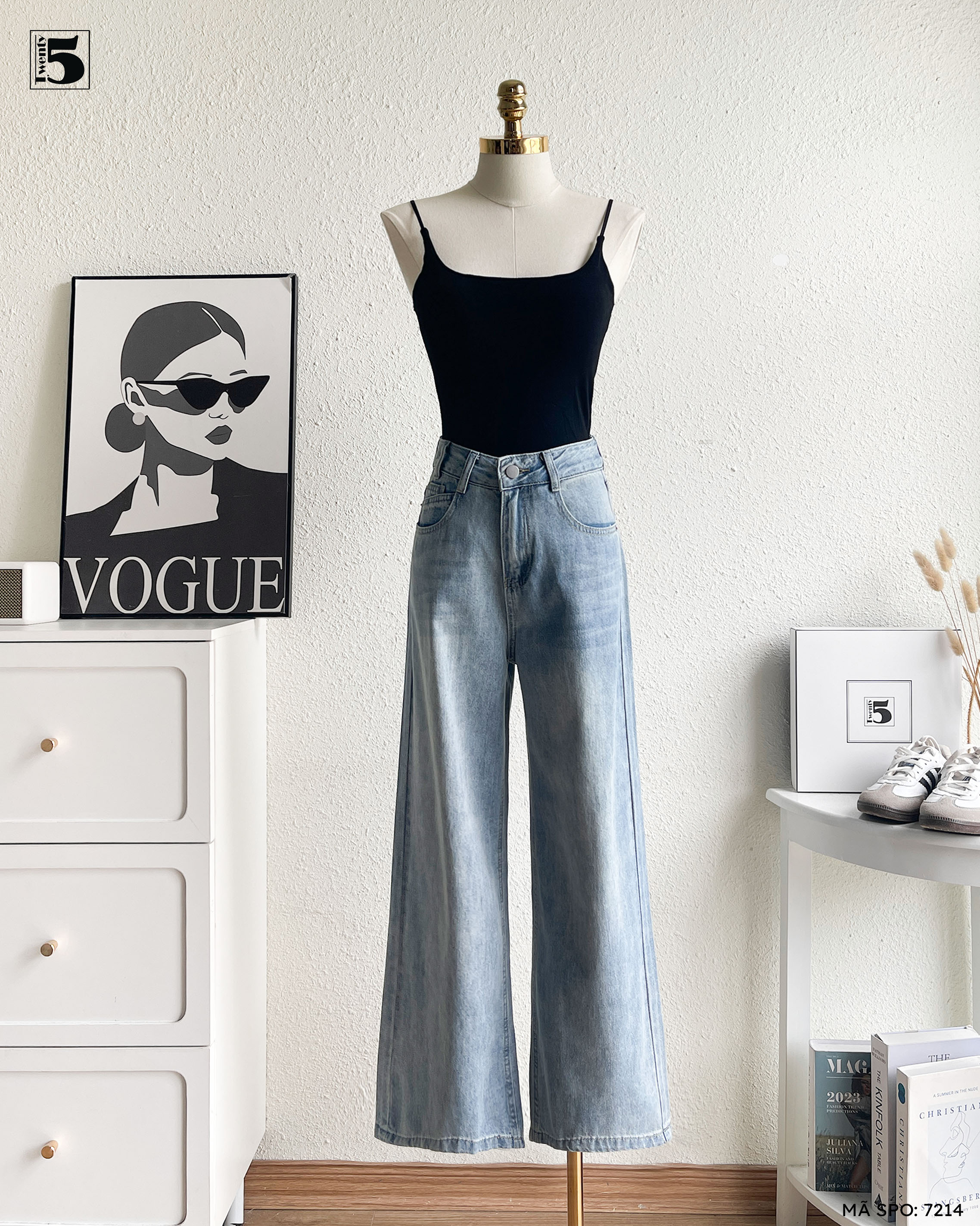 Quần jeans 7214-449 ống rộng basic dễ mặc hàng ngày