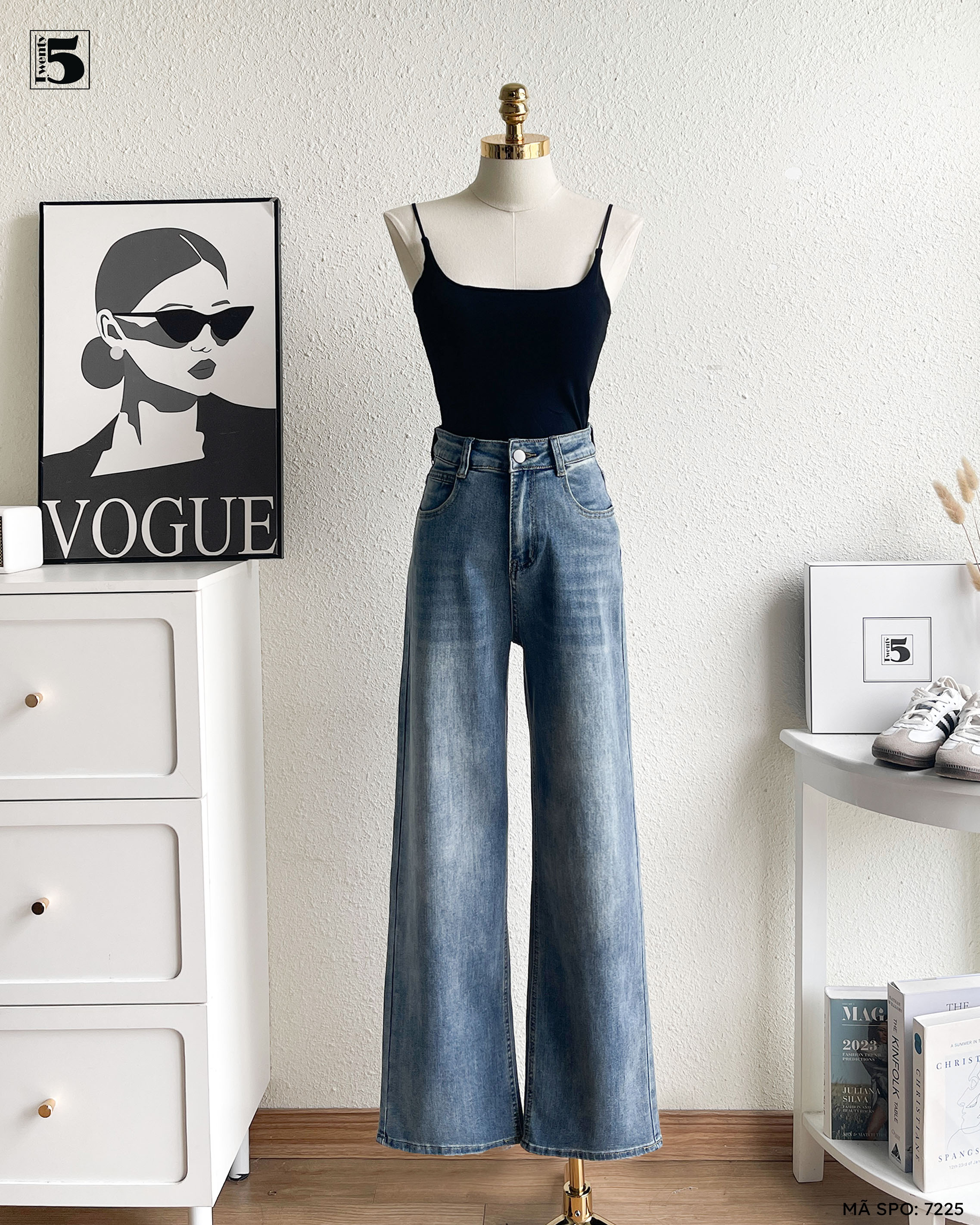 Quần jeans 7225-389 ống rộng dáng dài basic dễ mặc, dễ phối đồ