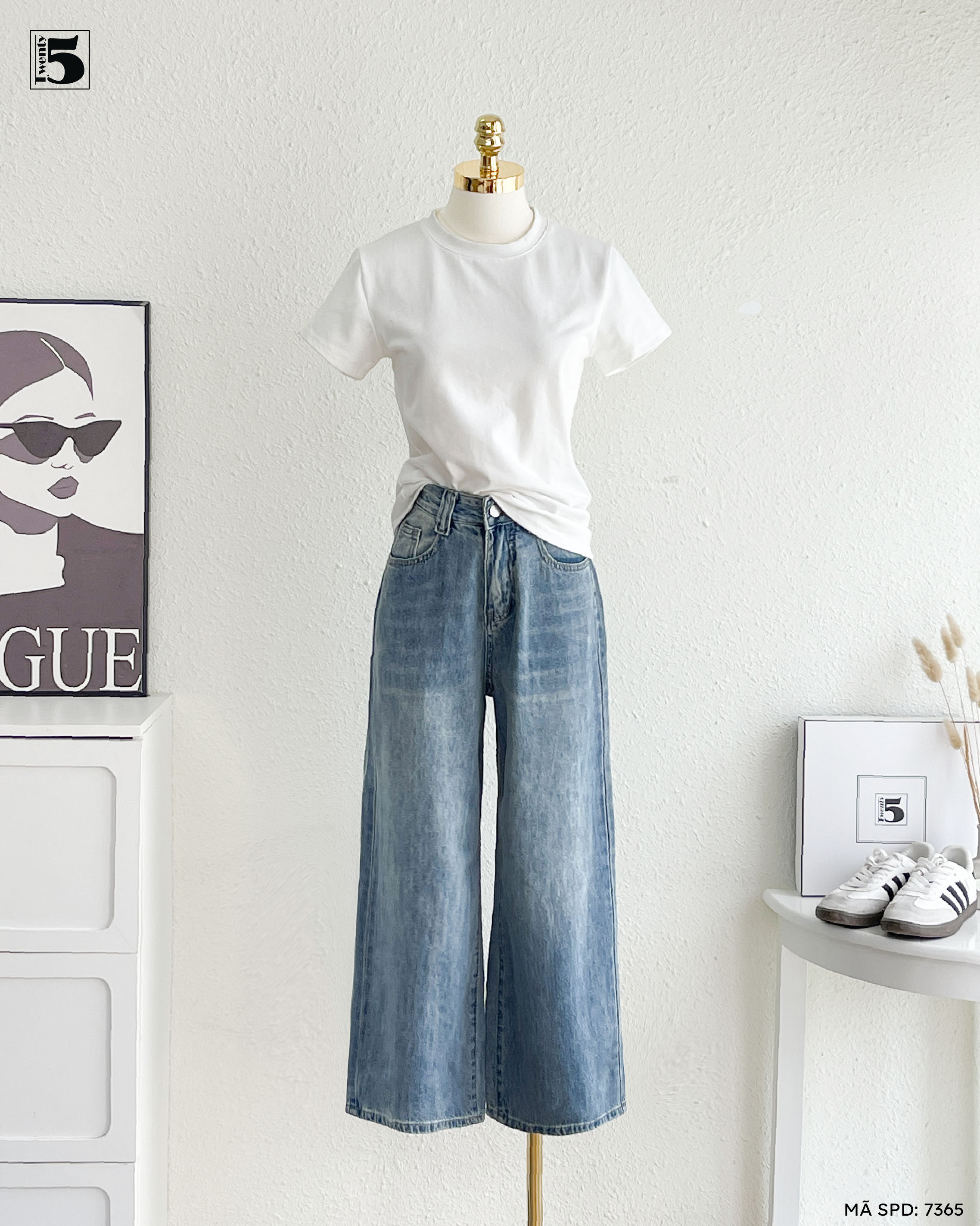 Quần jeans 7365-419 ống suông màu xanh nhạt tôn dáng dễ phối đồ