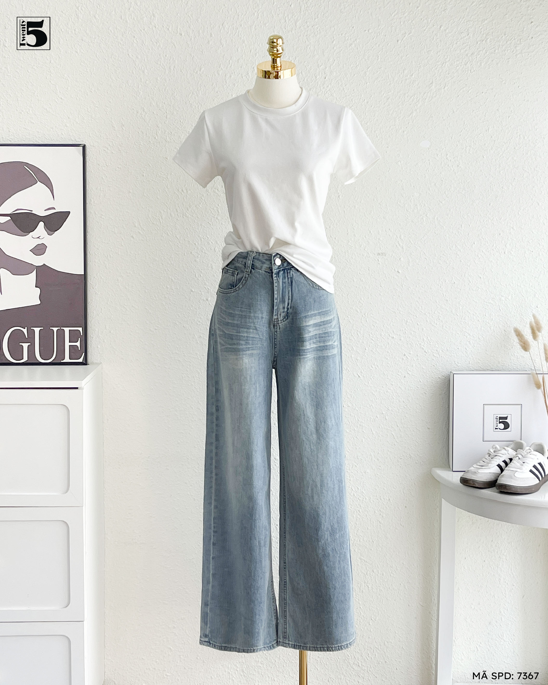 Quần jeans 7367-469 ống rộng dáng basic dễ mặc, ứng dụng hàng ngày