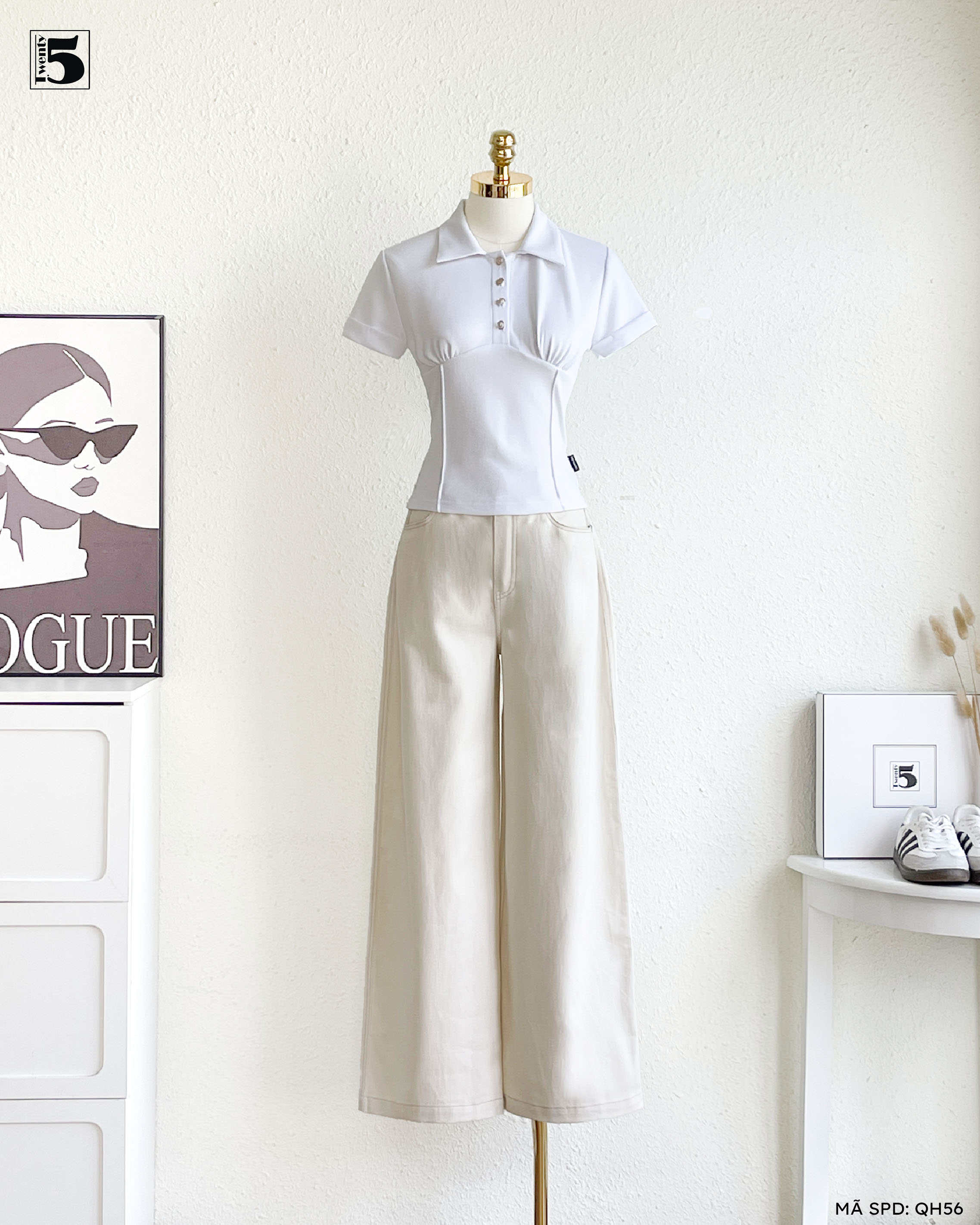 Quần jeans QH56-499 ống rộng dáng basic phong cách trẻ trung, thanh lịch