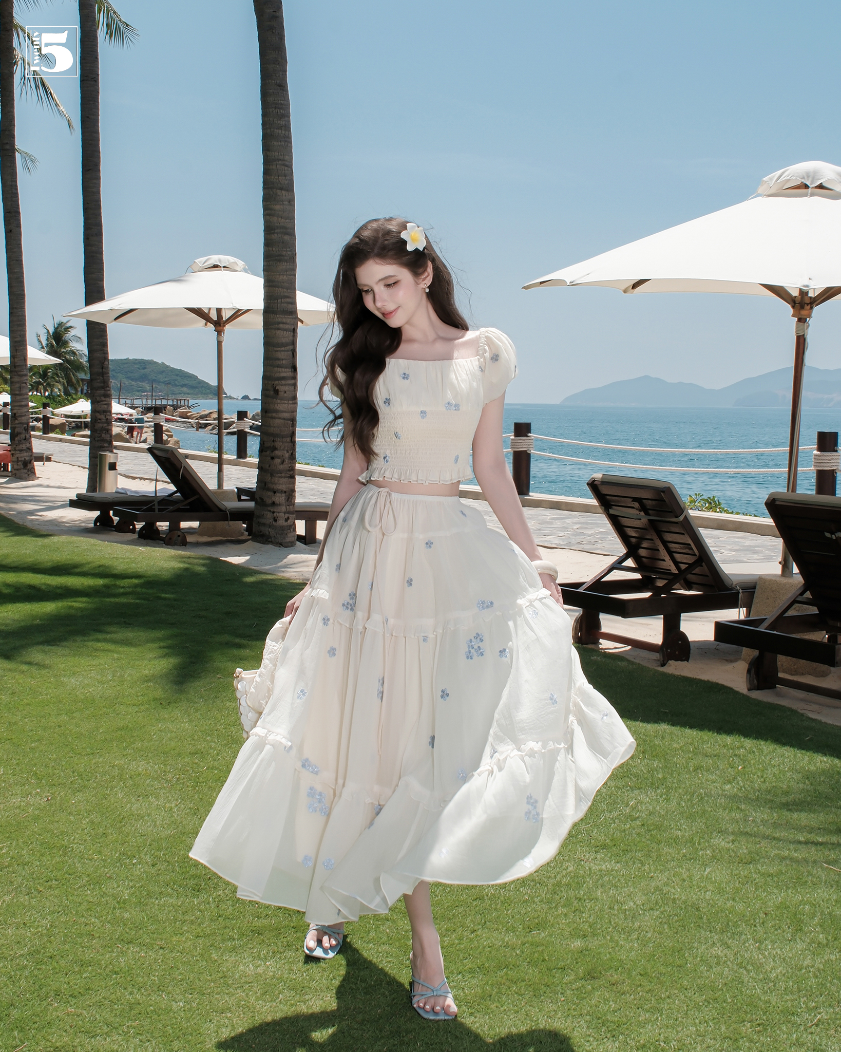 SET BỘ SACL69-899 tay bồng nhún tôn dáng, phong cách nữ tính, nhẹ nhàng phù hợp đi biển, resort