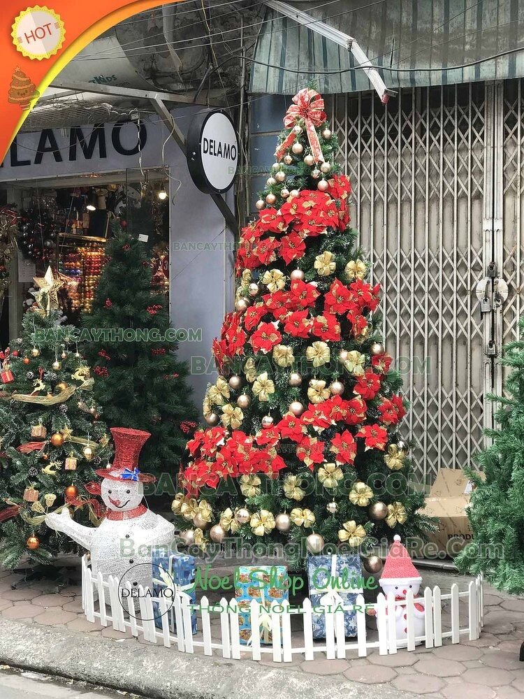 Cây thông noel 3 loại lá SG cao 3m gắn trái thông