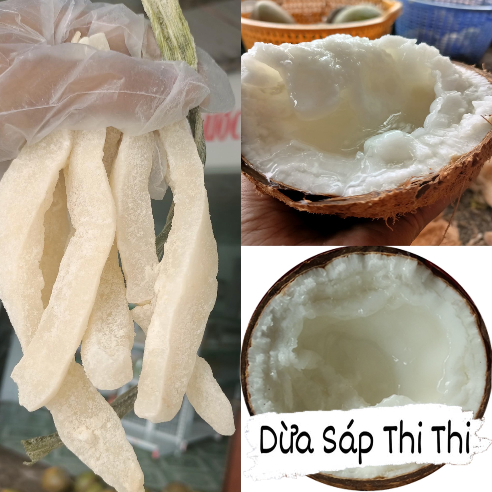 Combo Dừa Sáp Loại 1 Size Lớn + 250gr Mứt Dừa Sáp Loại 1 Vị Lá Dứa