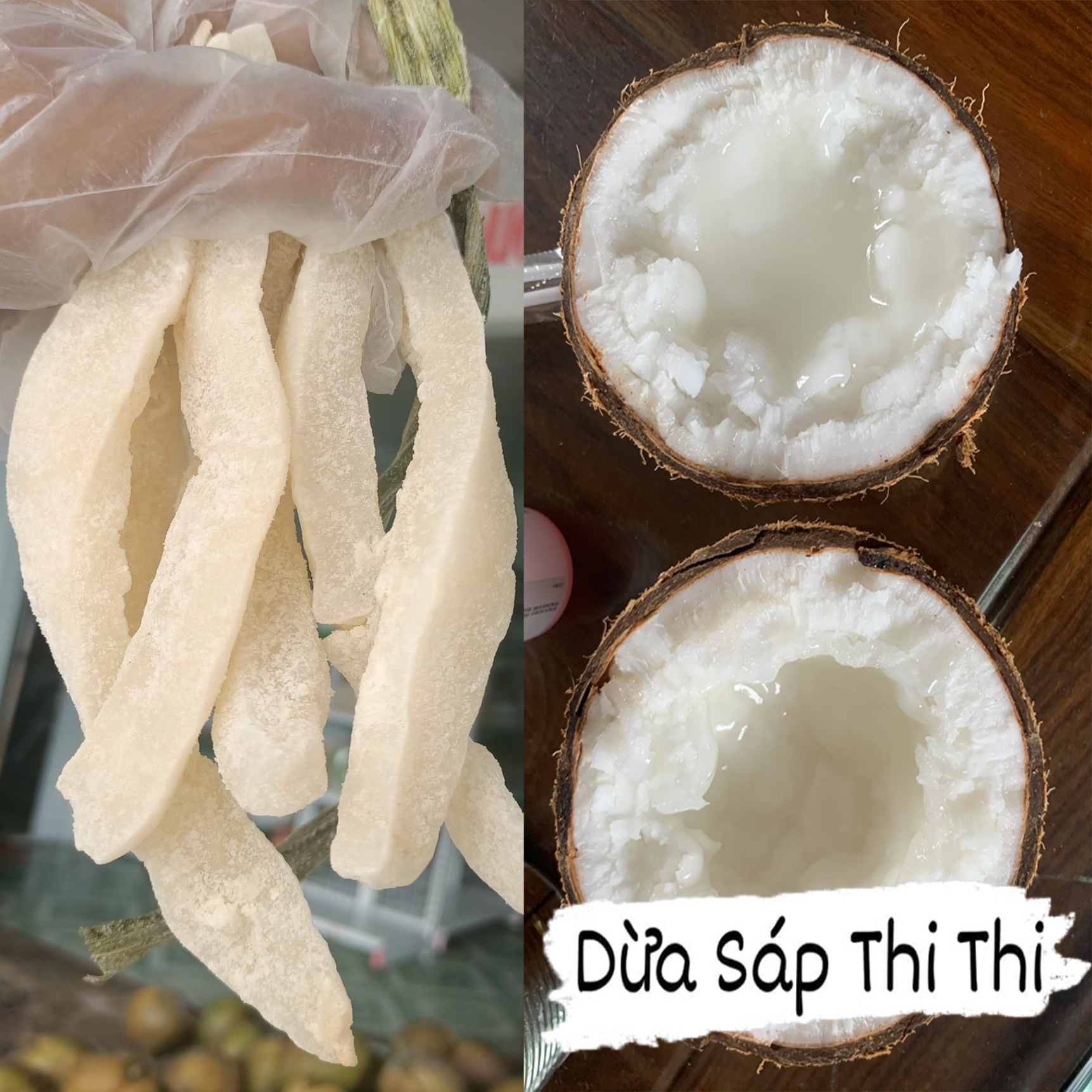 Combo Dừa Sáp Loại 1 Size Vừa + 250gr Mứt Dừa Sáp Loại 1 Vị Lá Dứa