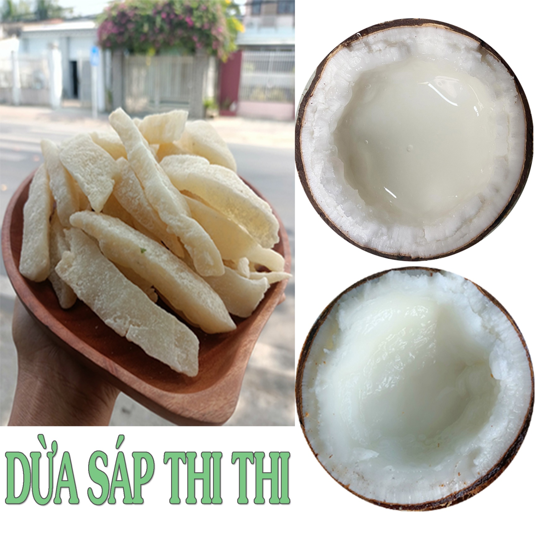 Combo Dừa Sáp Loại 2 Size Vừa + 250gr Mứt Dừa Sáp Loại 1 Vị Lá Dứa