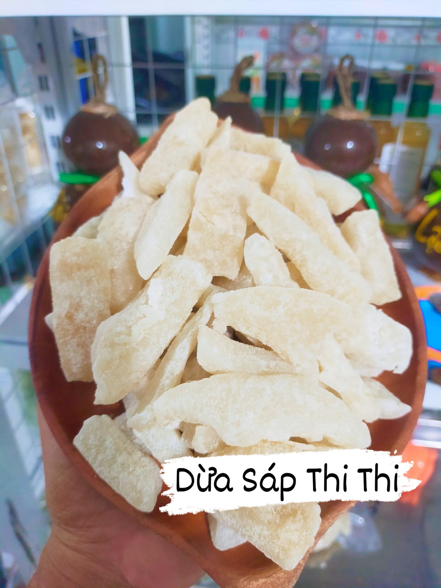 250gr Hủ Mứt dừa sáp loại 3 vị lá dứa