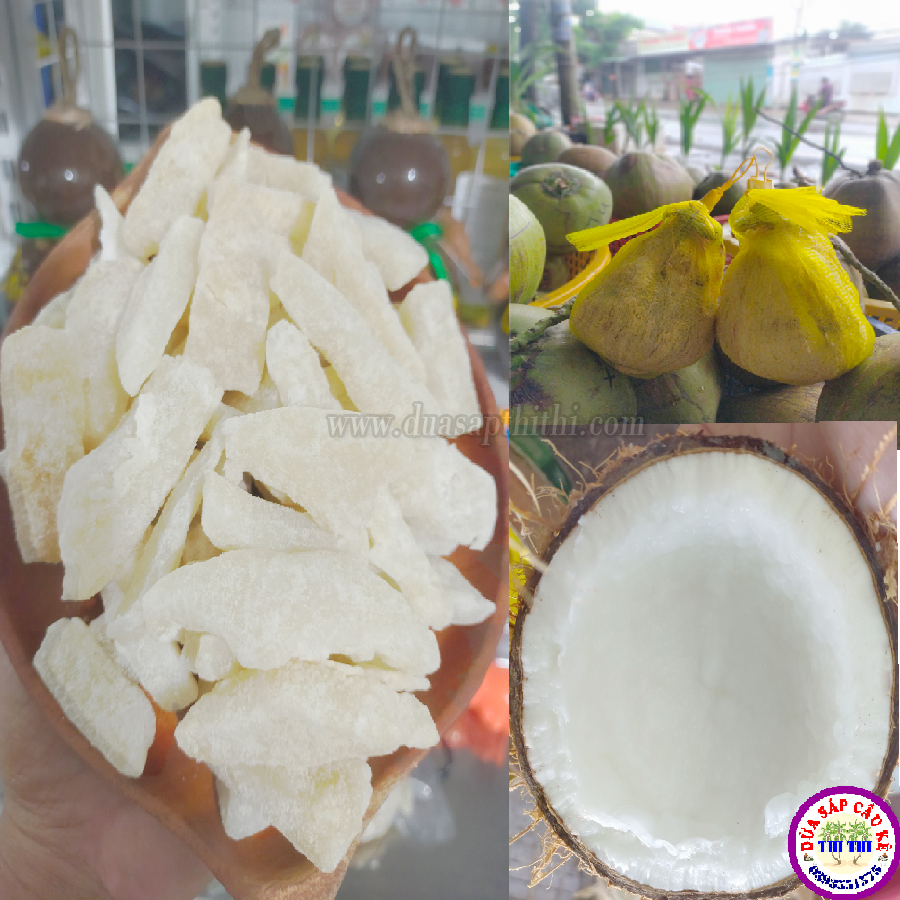 Combo 2 Dừa Sáp Loại 3 Size Lớn + 250gr Mứt Dừa Sáp Loại 1 Vị Lá Dứa