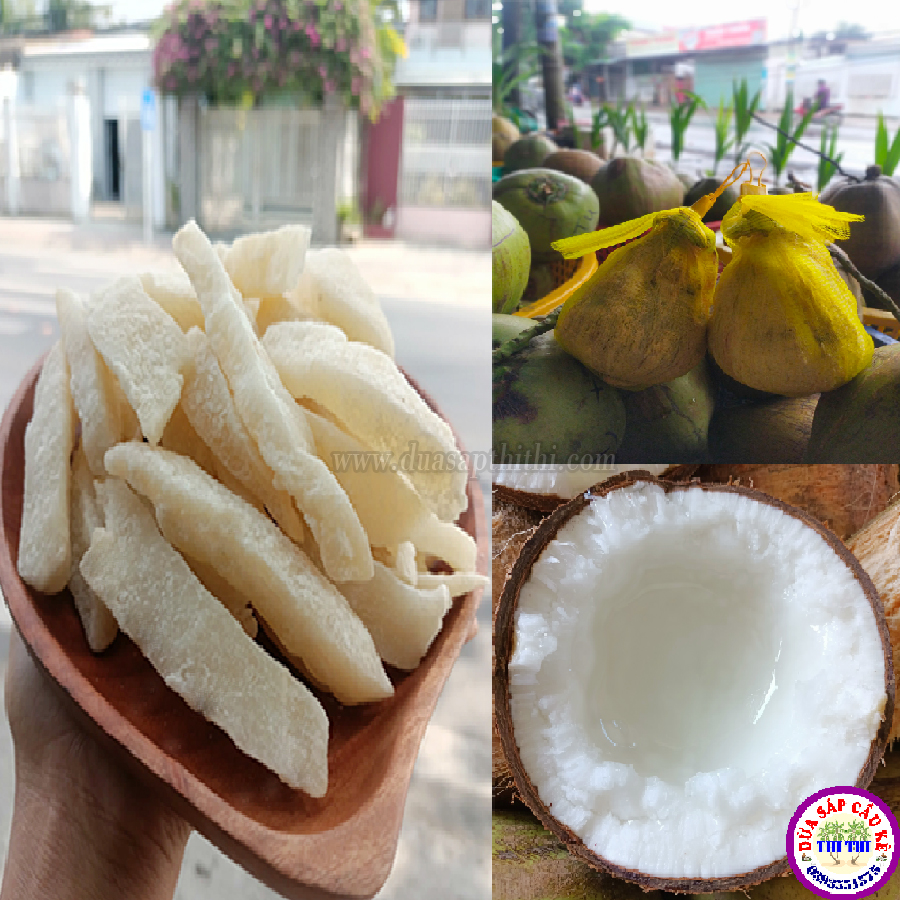 Combo Dừa Sáp Loại 2 Size Lớn + 150gr Mứt Dừa Sáp Loại 1 Vị Lá Dứa